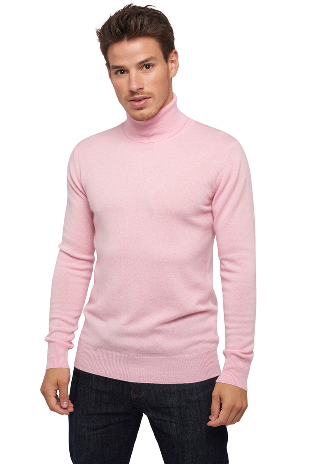 Tarry men's cashmere jumper - baby pink - Mahogany