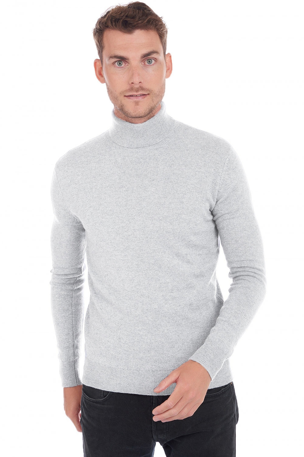 Tarry men's cashmere jumper - flannel - Mahogany