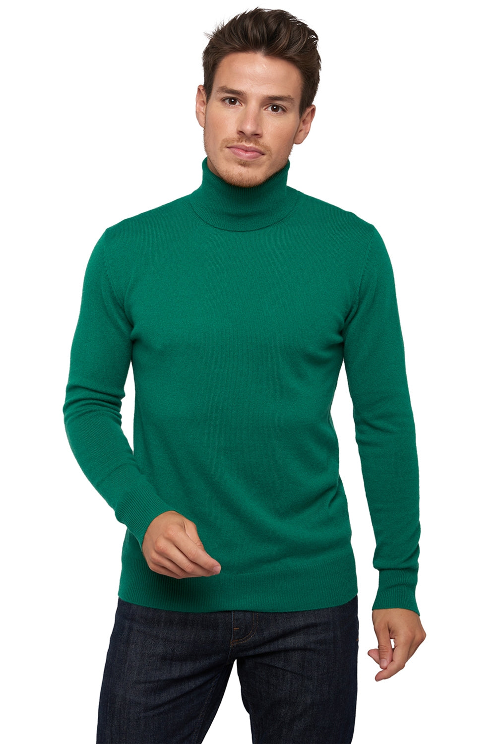 Tarry men's cashmere jumper - green grass - Mahogany
