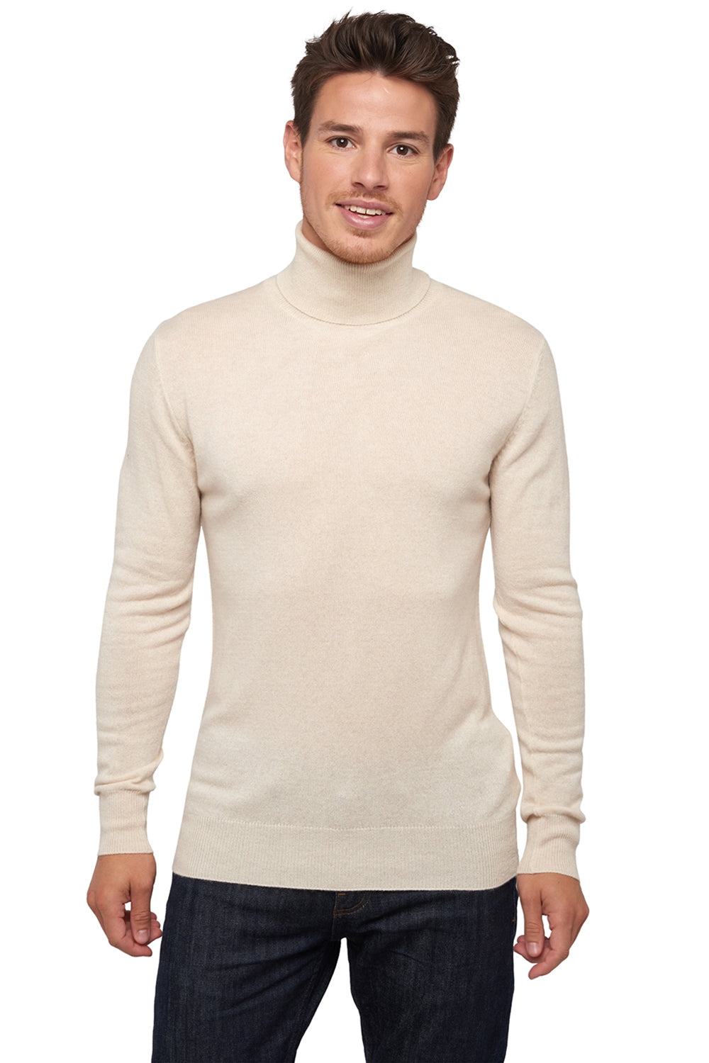 Tarry men's cashmere jumper - quite ecru - Mahogany