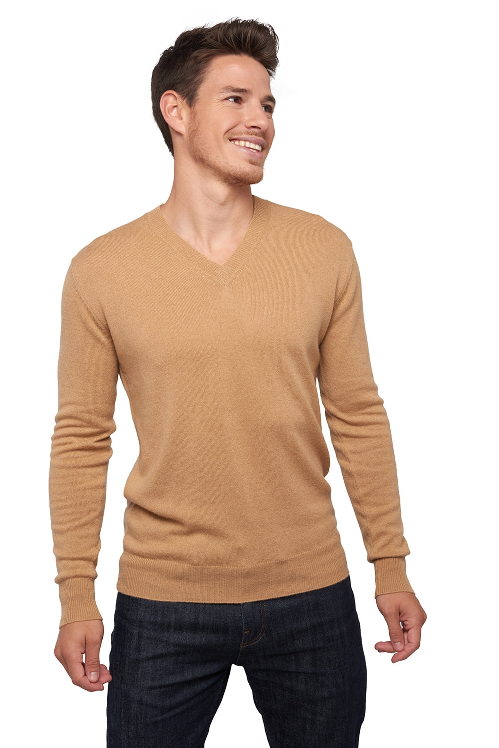 Tor men's cashmere jumper - camel - Mahogany