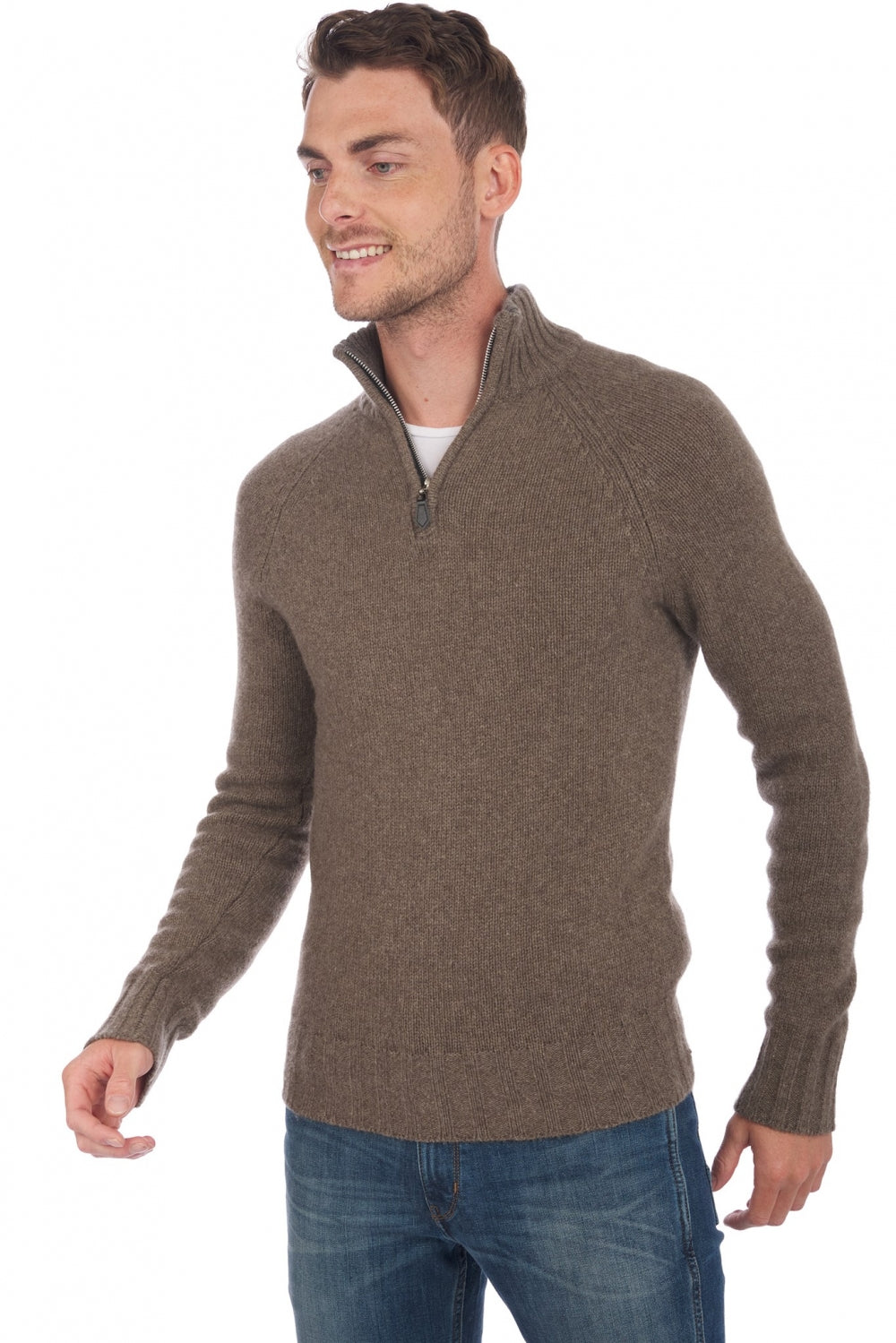Howard in cashmere and yak for men - natural marmot / marl marmot - Mahogany