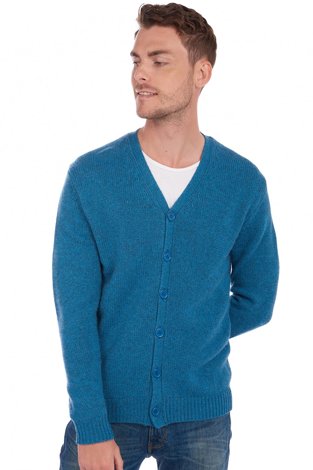 Aden cashmere jumper for men - manor blue - Mahogany