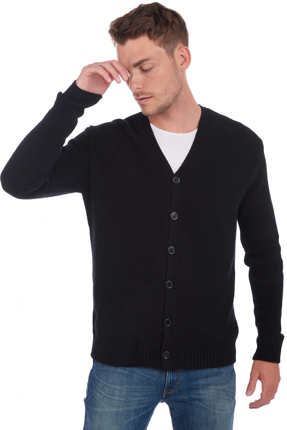 Aden cashmere jumper for men - black - Mahogany