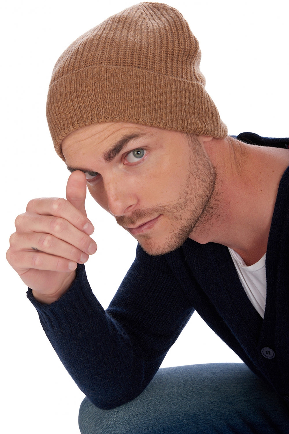 Anshan in cashmere unisex - camel marl - Mahogany