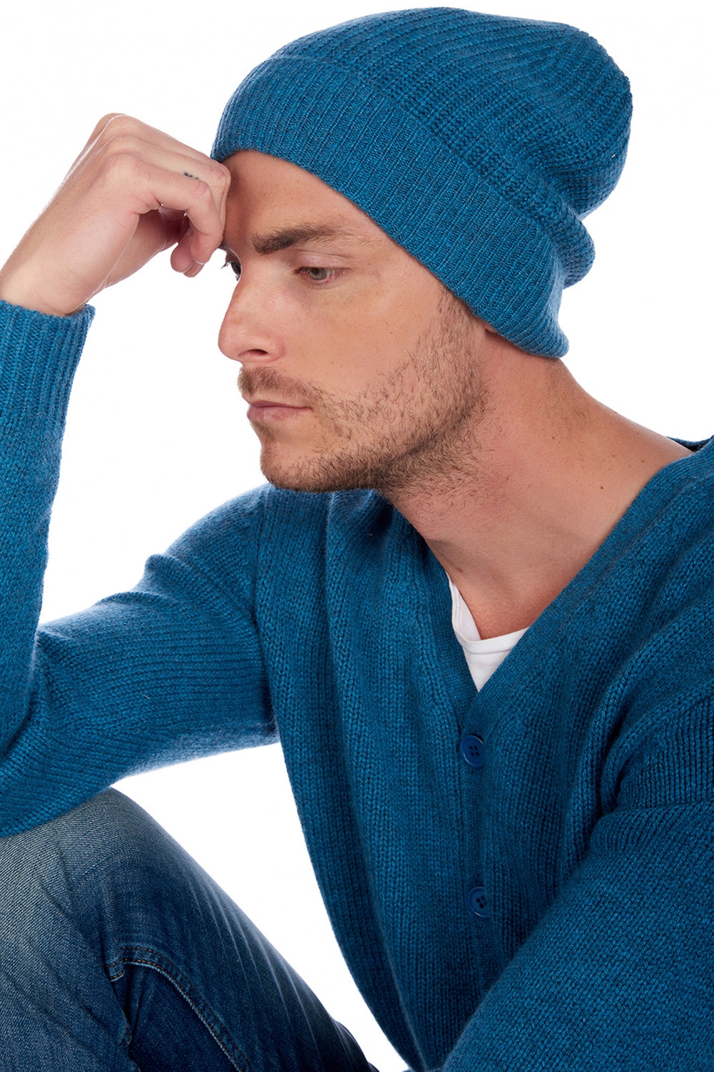 Anshan in cashmere unisex - manor blue - Mahogany