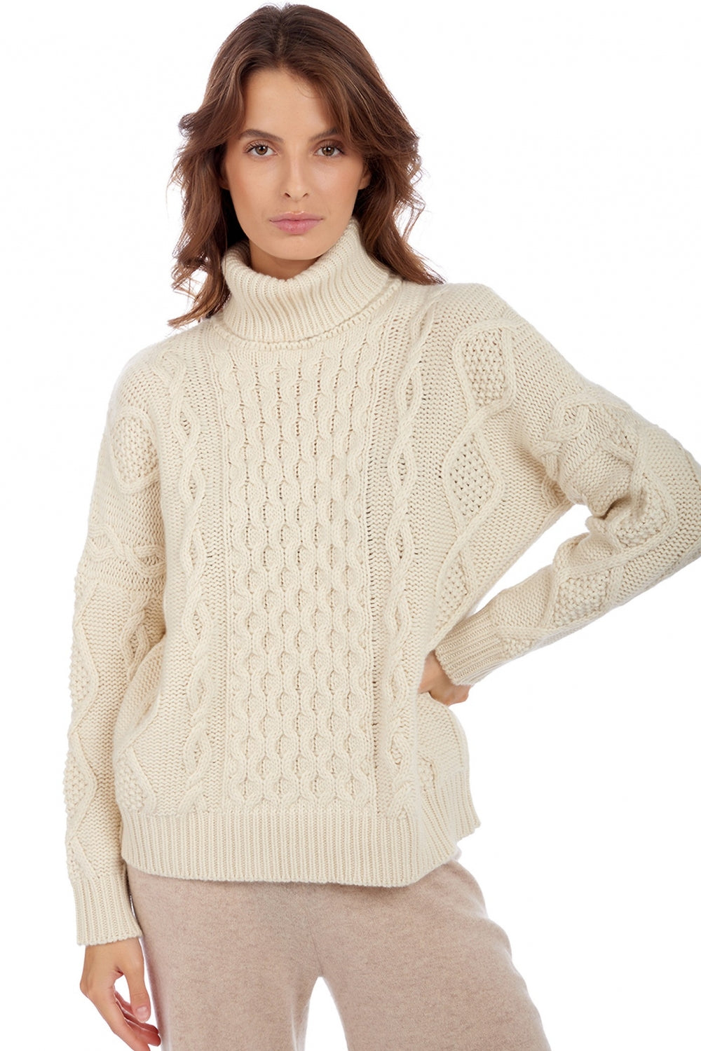Albury cashmere women's jumper - natural écru - Mahogany