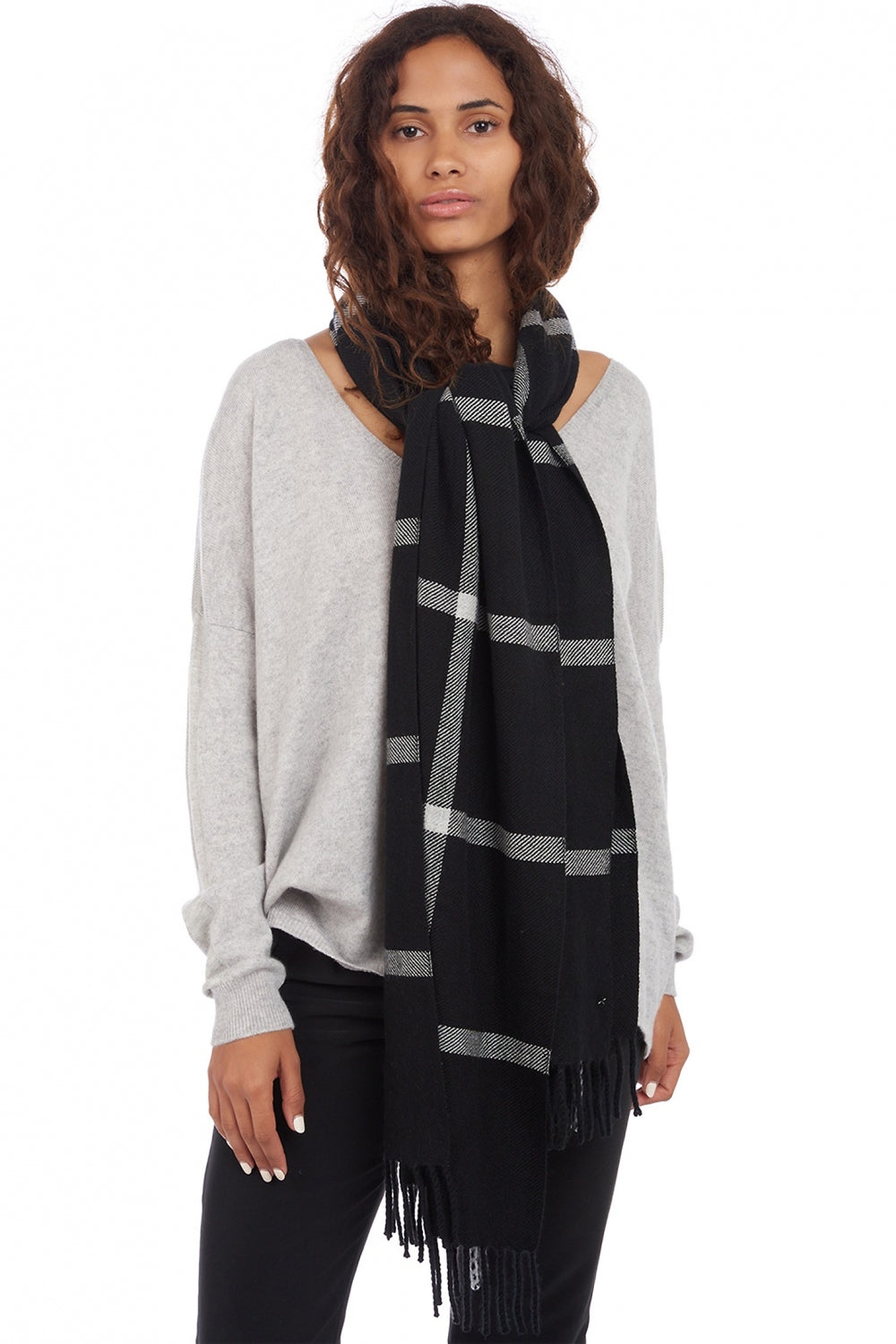 Amsterdam unisex cashmere jumper - black / flannel marl - Mahogany