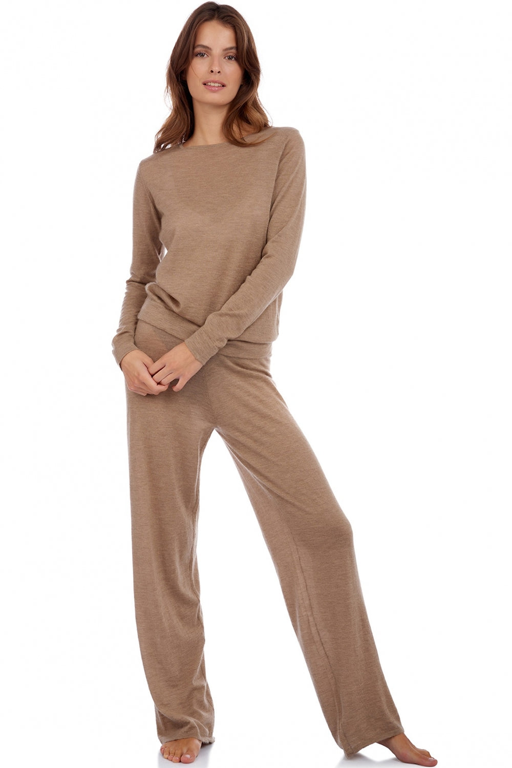 Boubou women's cashmere down jumper - mink - Mahogany
