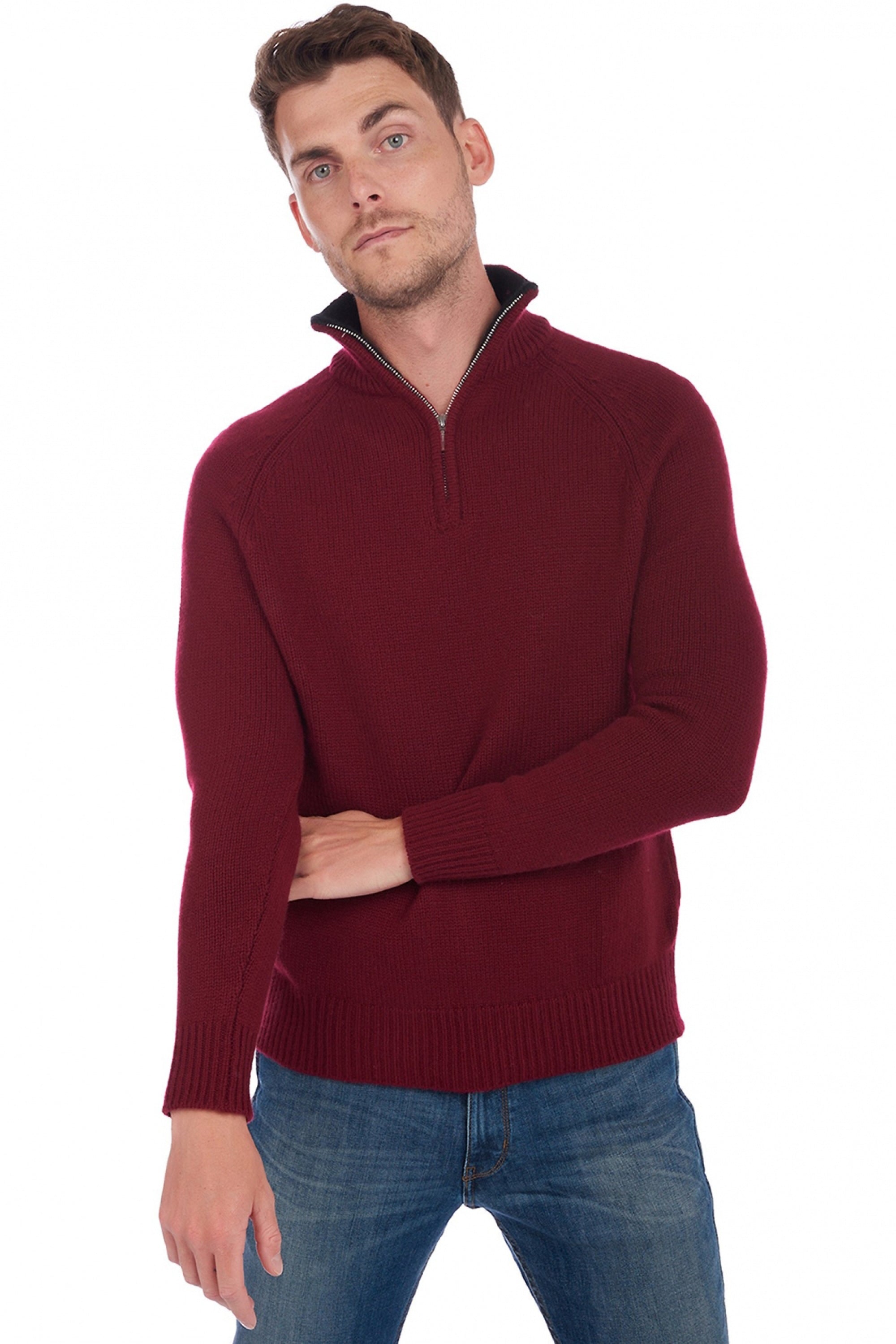 Angers men's cashmere - bordeaux / black - Mahogany