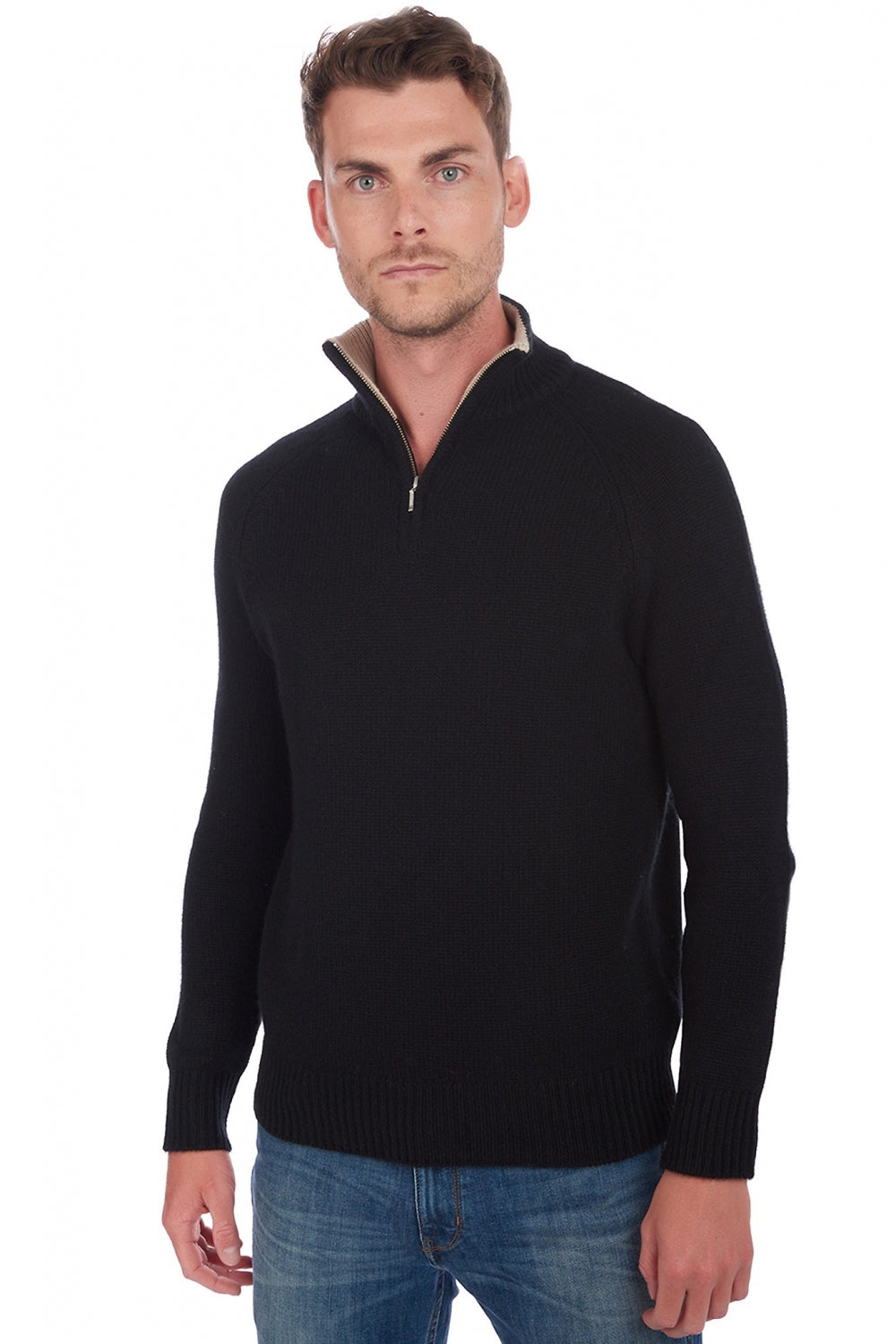 Angers men's cashmere - black / timeless beige - Mahogany