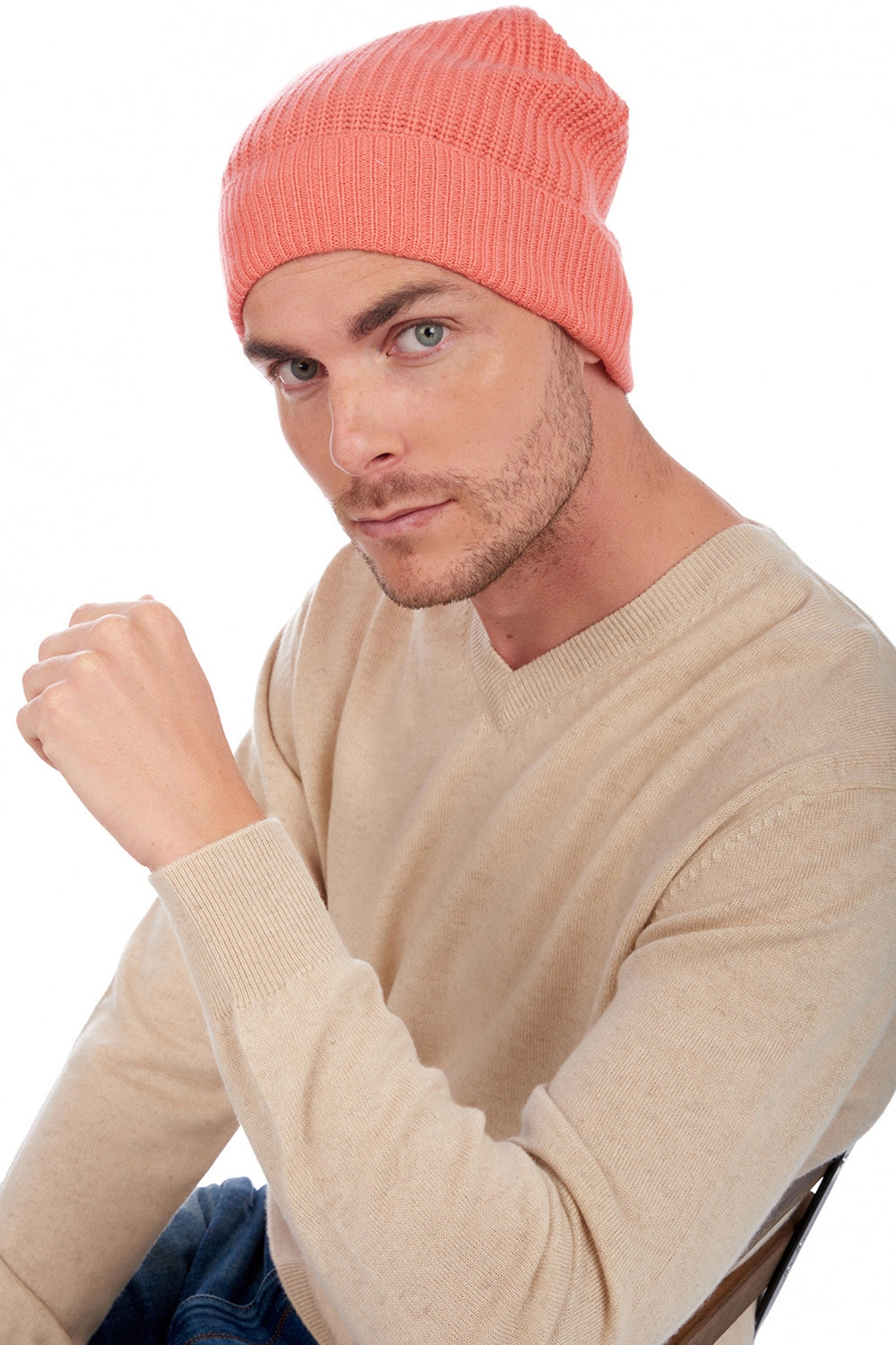 Anshan in cashmere unisex - peach - Mahogany
