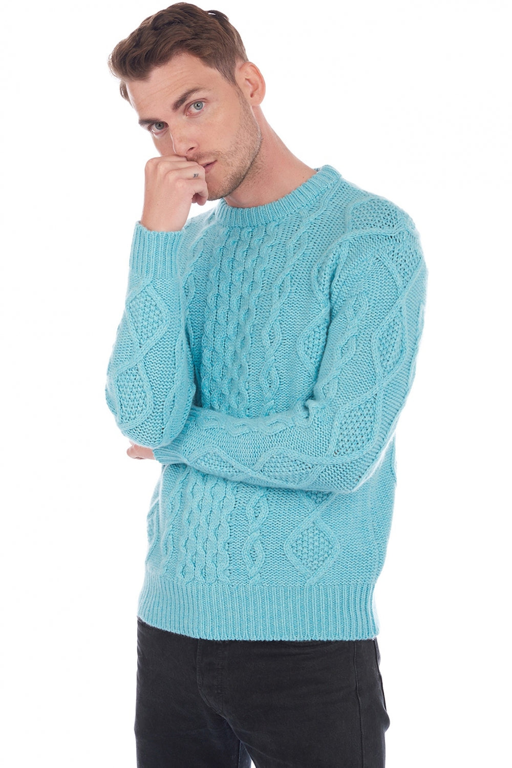 Acharnes cashmere men's jumper - pool blue - Mahogany