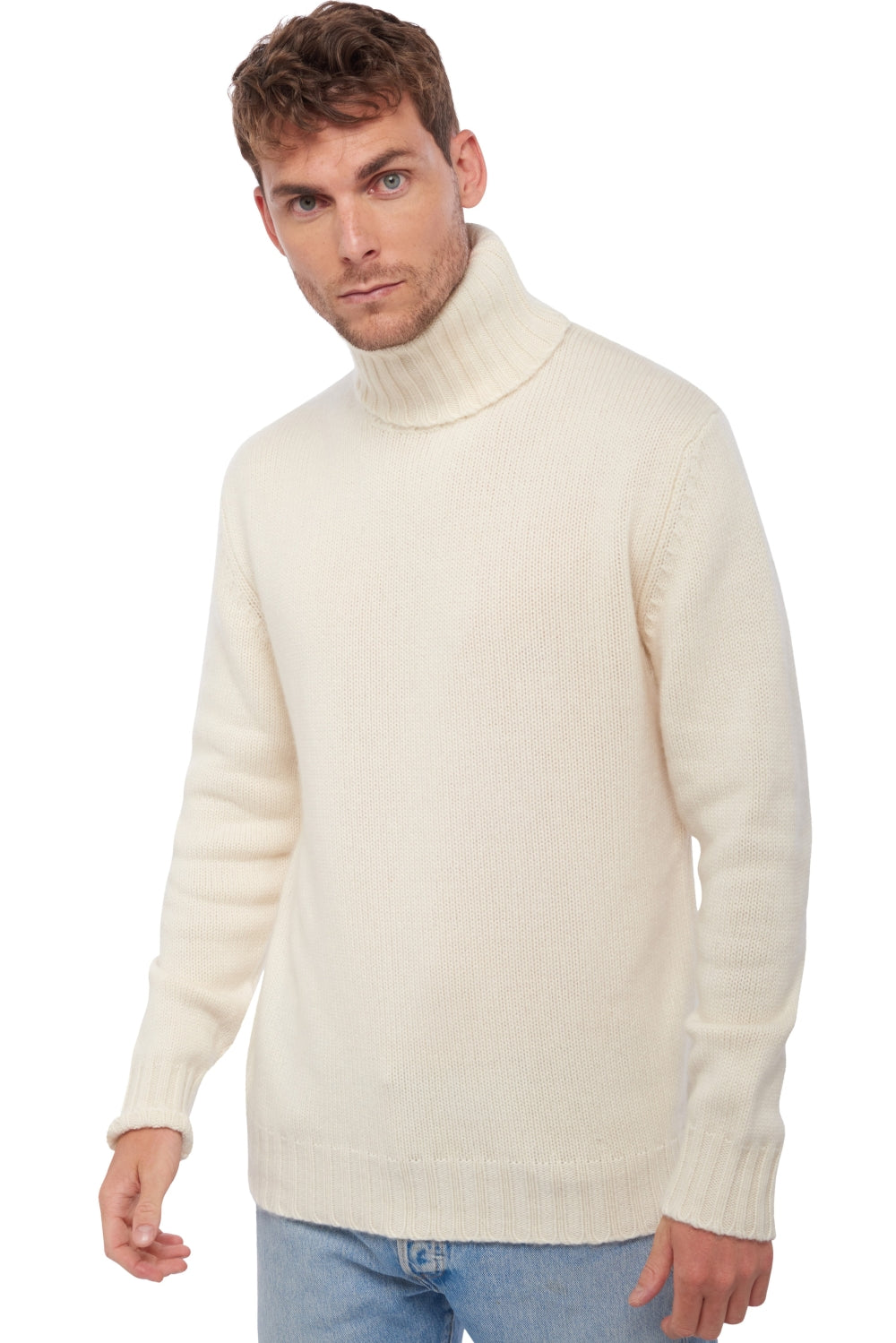 Achille men's cashmere jumper - natural ecru - Mahogany