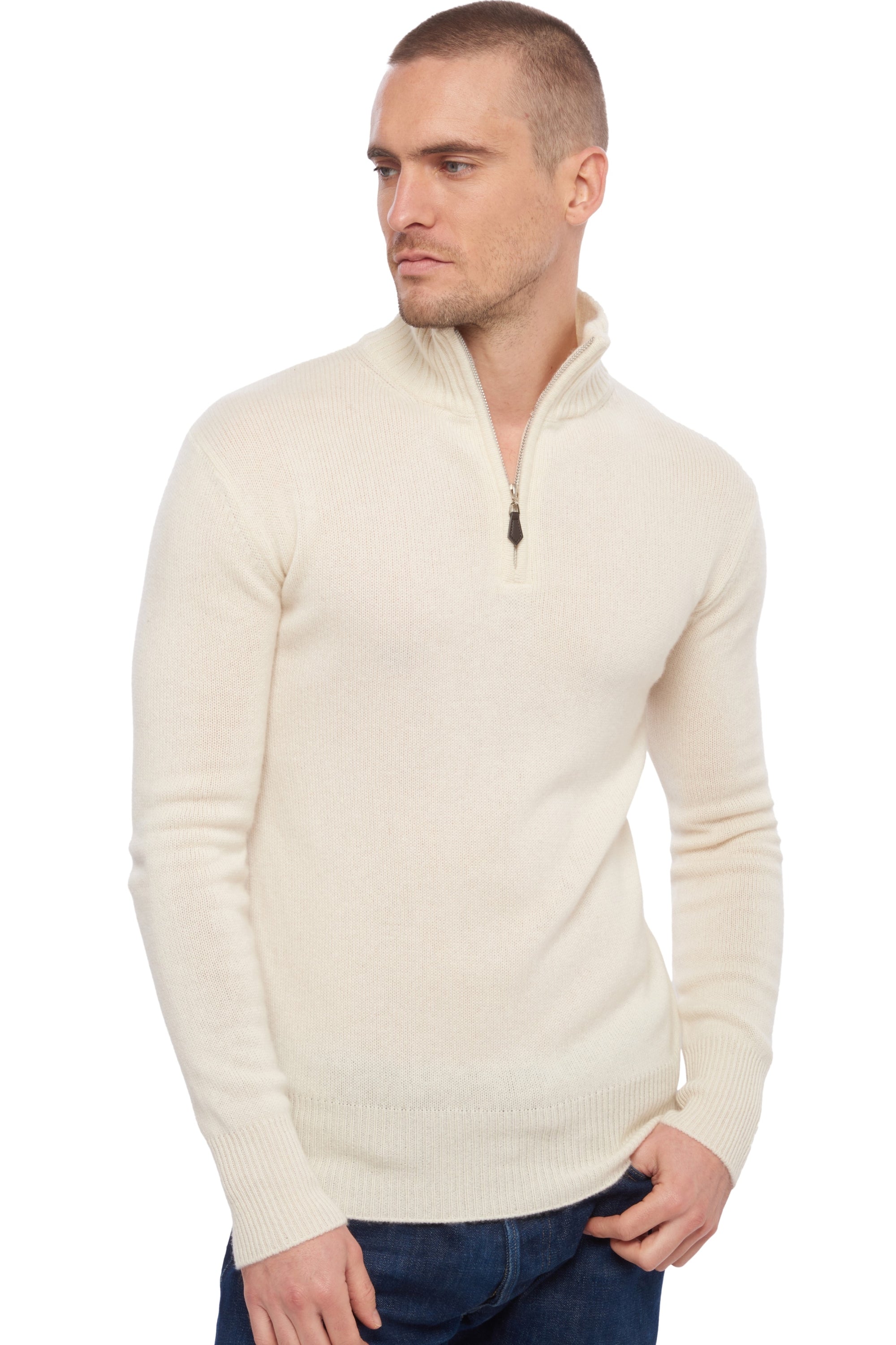 Donovan men's cashmere jumper - natural ecru - Mahogany