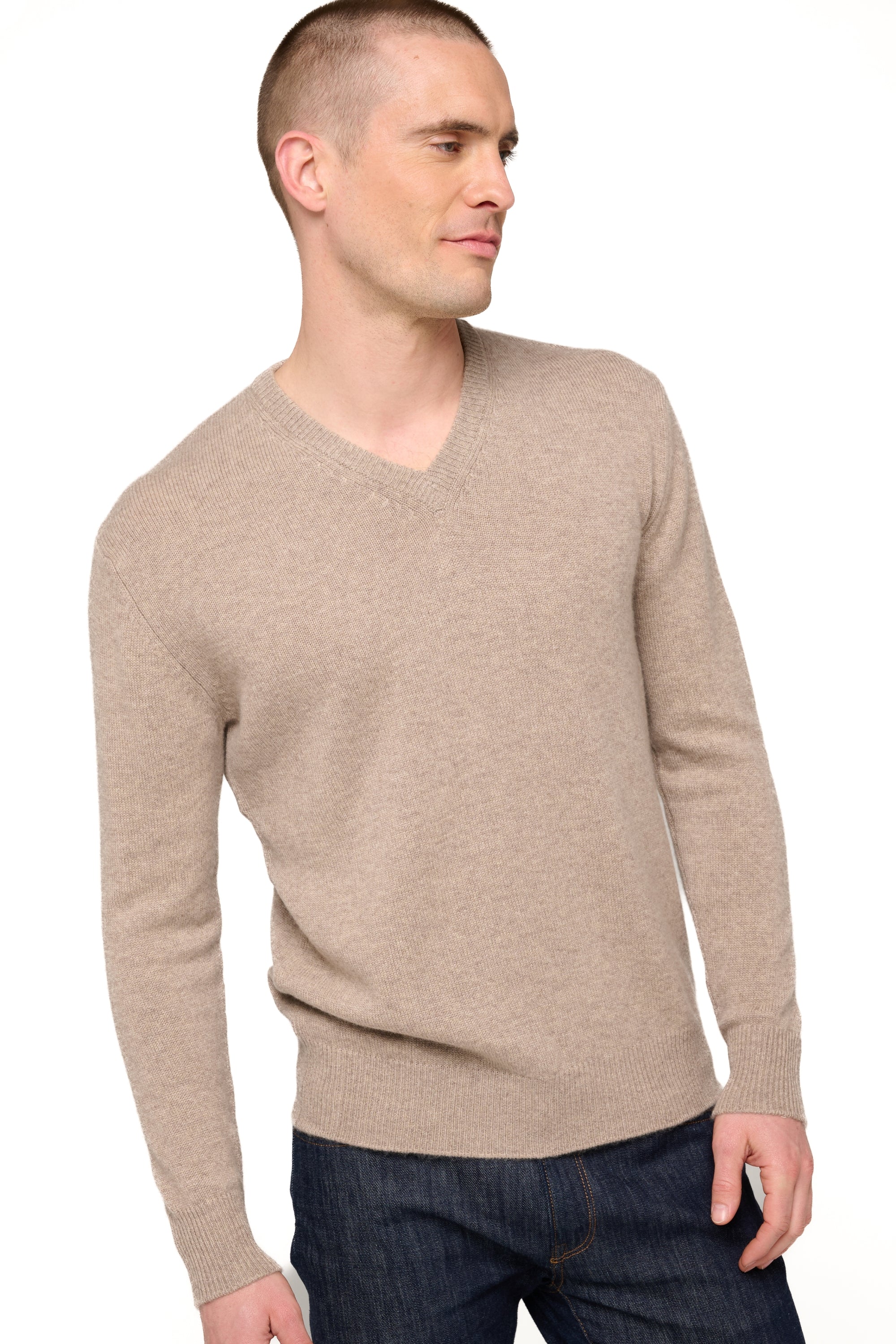 Hippolyte 4F men's cashmere jumper - toast - Mahogany