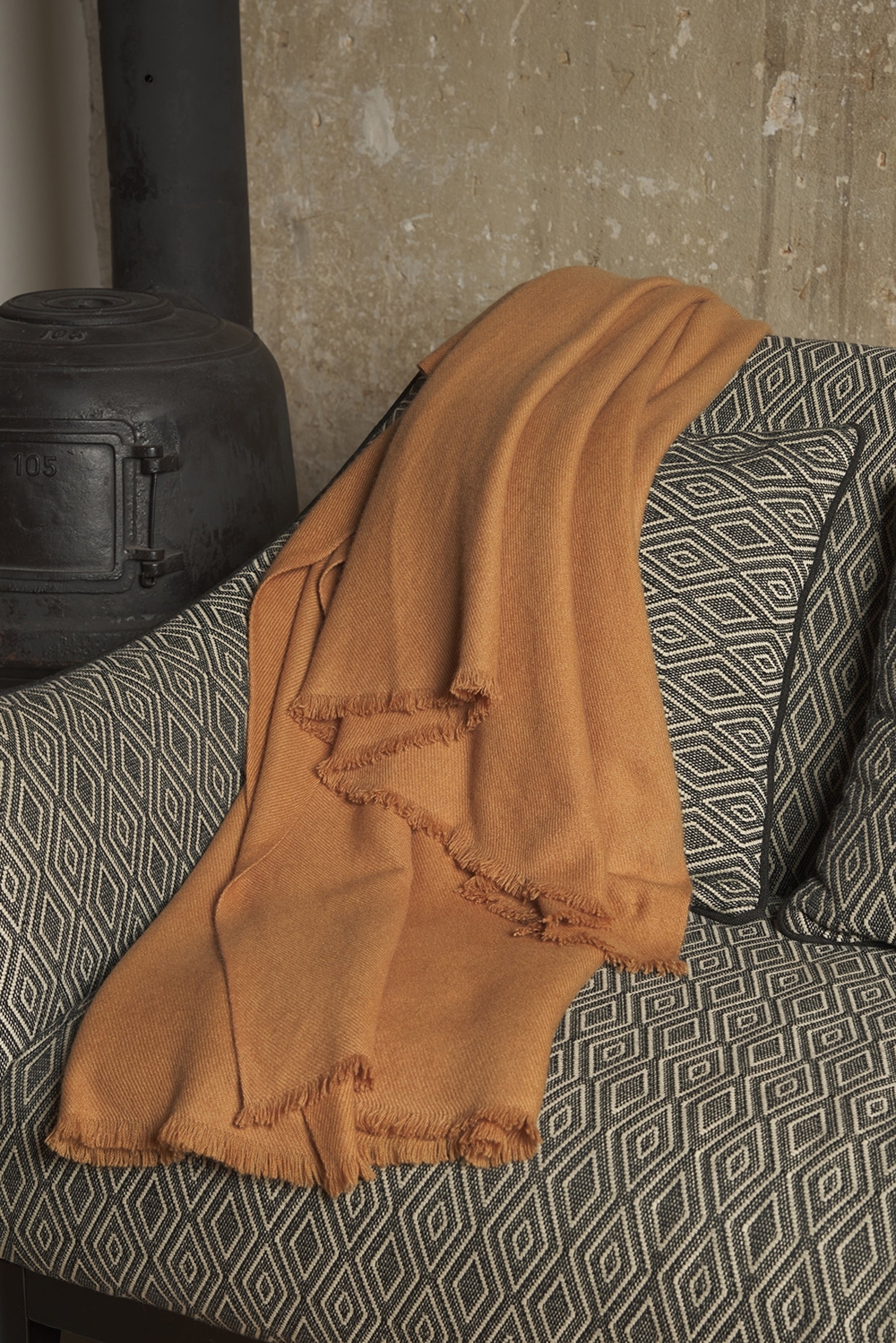 Toodoo Plain XL in mixed cashmere - desert camel - Mahogany