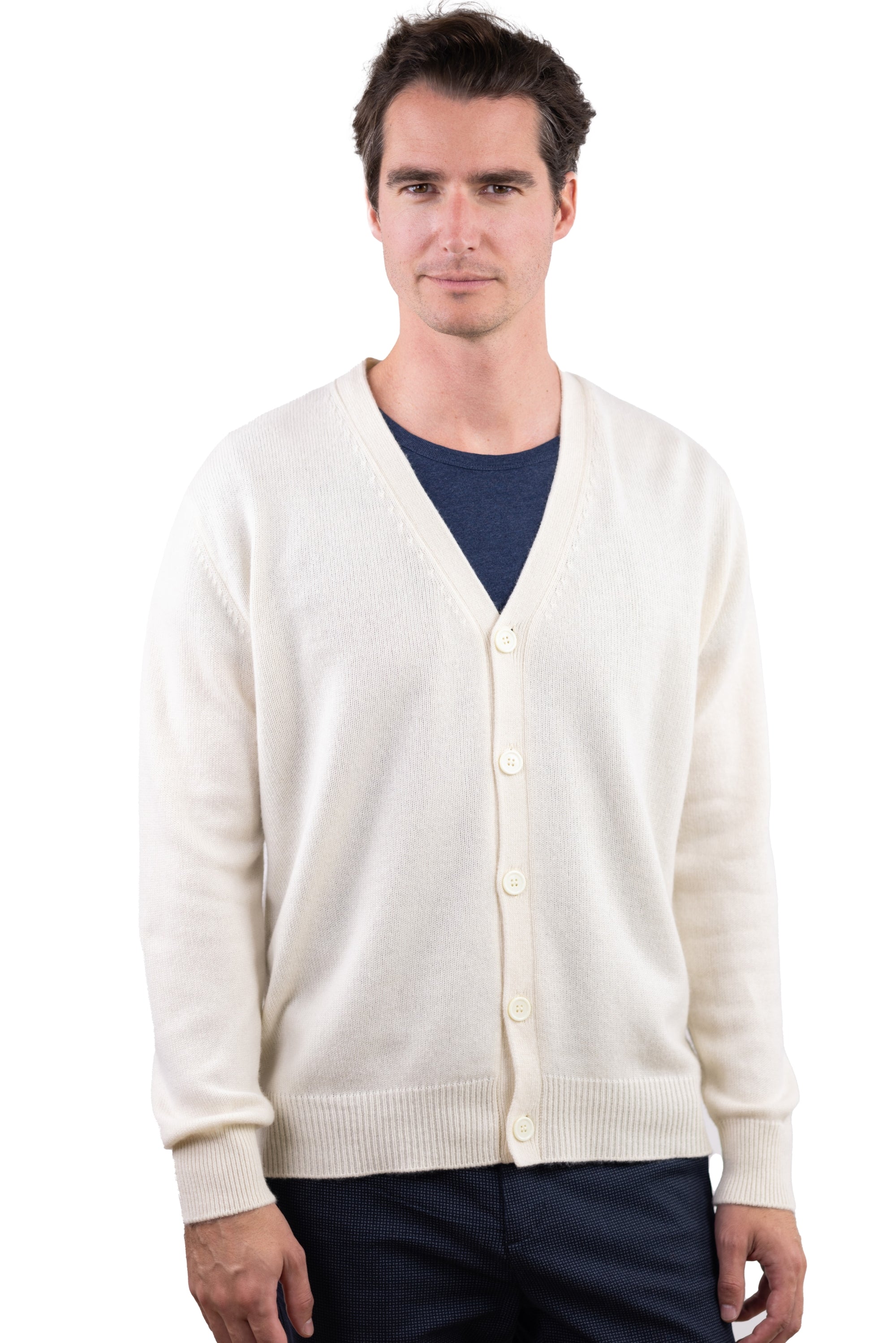 Leon men's cashmere jumper - natural ecru - Mahogany