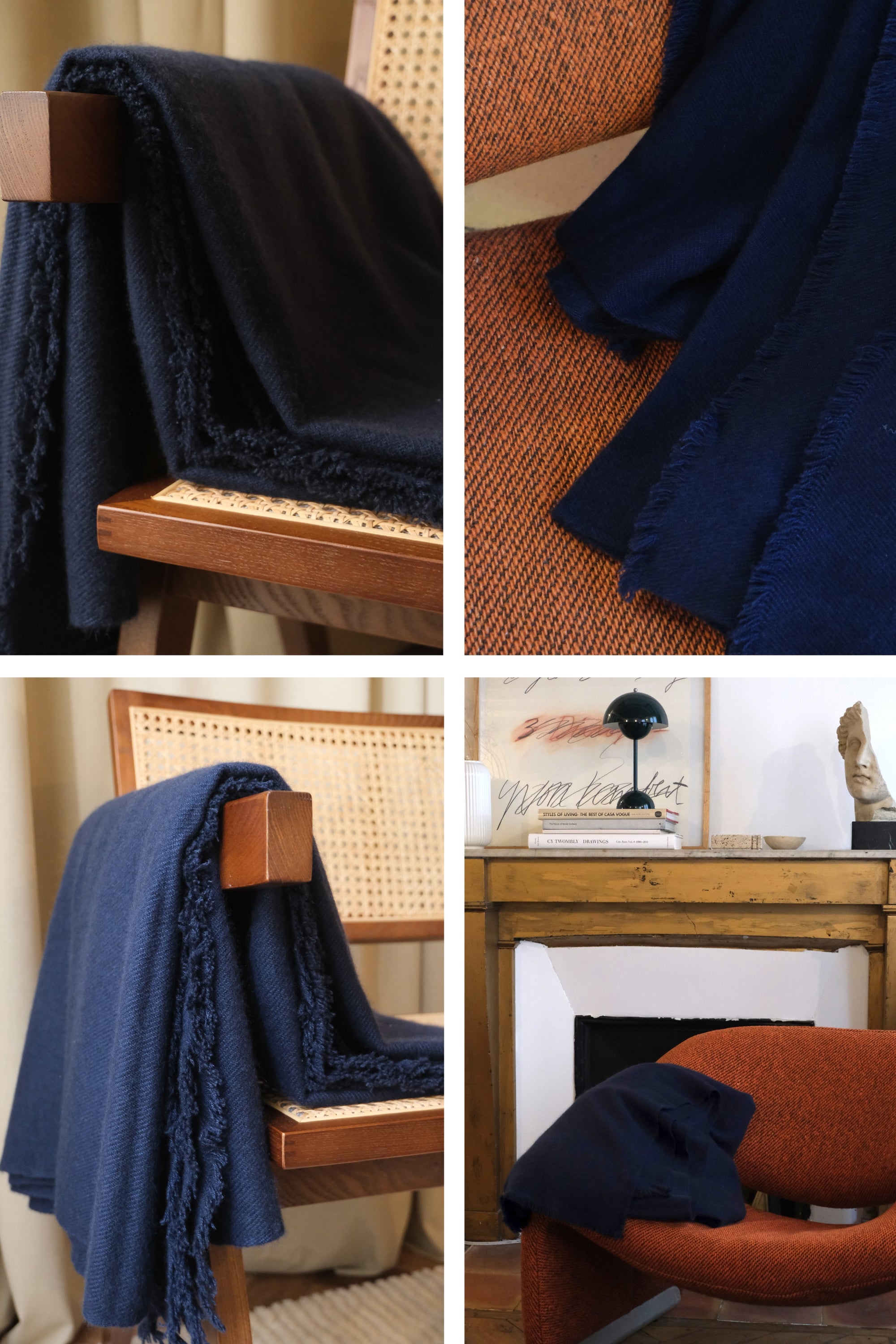 Toodoo Plain M in mixed cashmere - navy blue - Mahogany