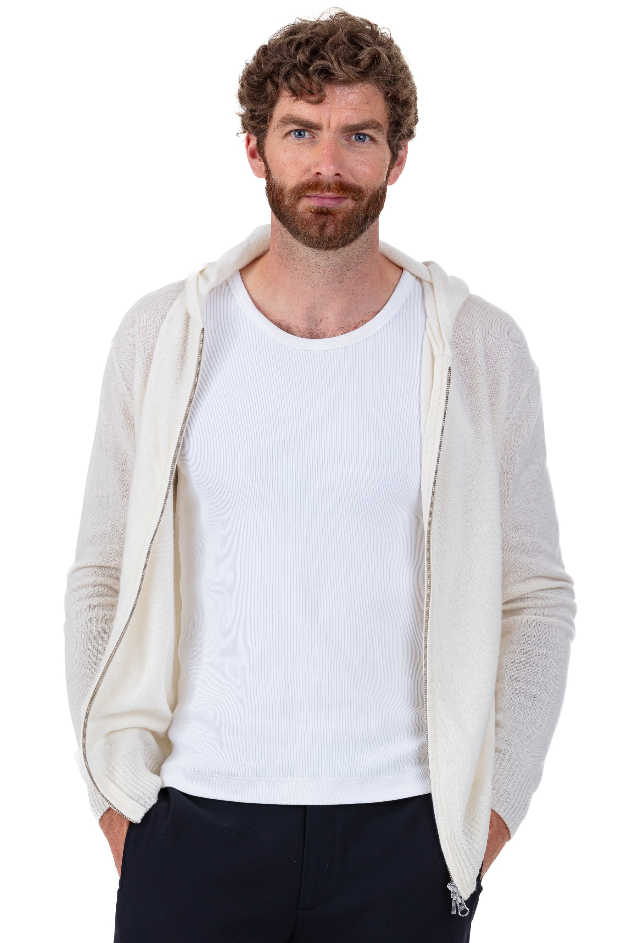 Hiro in men's cashmere - natural écru - Mahogany
