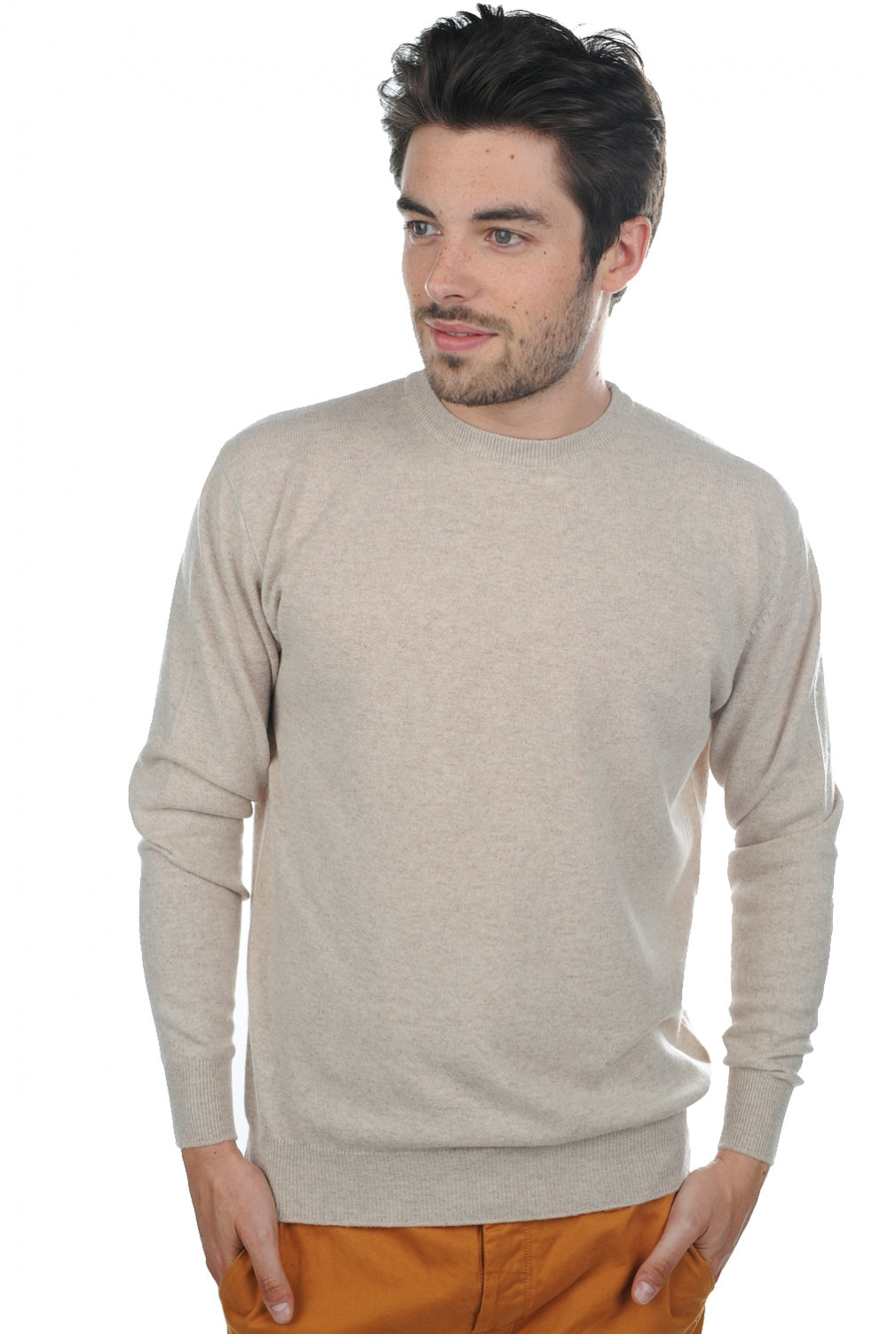 Nestor men's cashmere jumper - natural beige - Mahogany