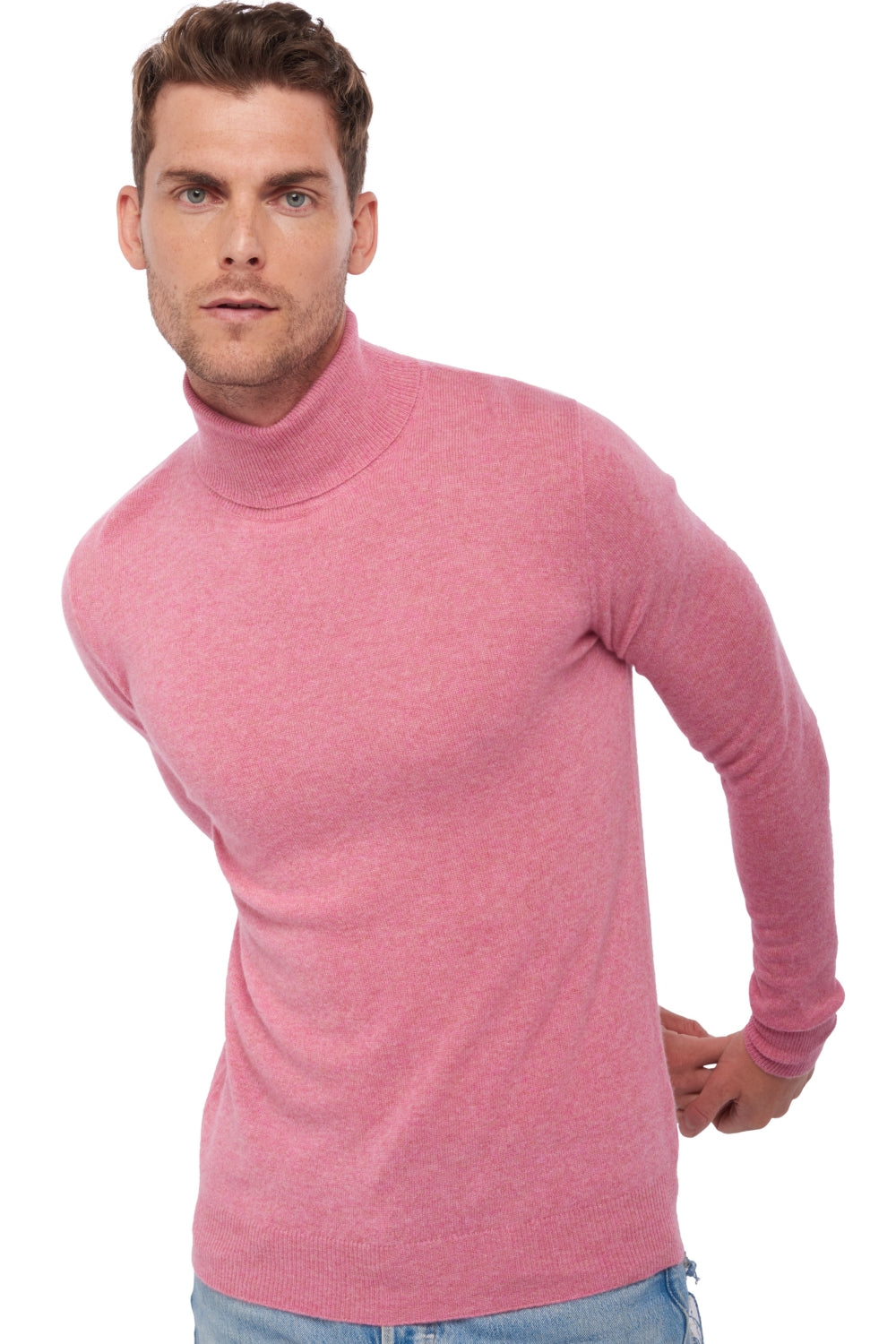 Tarry men's cashmere jumper - carnation pink - Mahogany