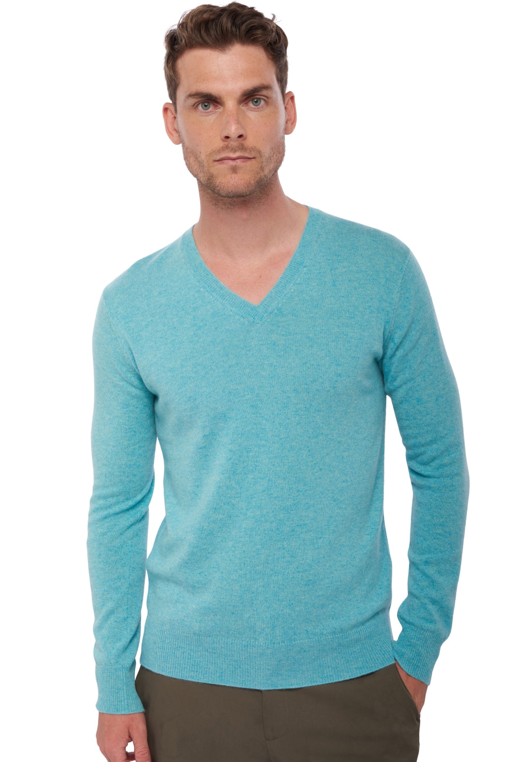 Tor men's cashmere jumper - pool blue - Mahogany