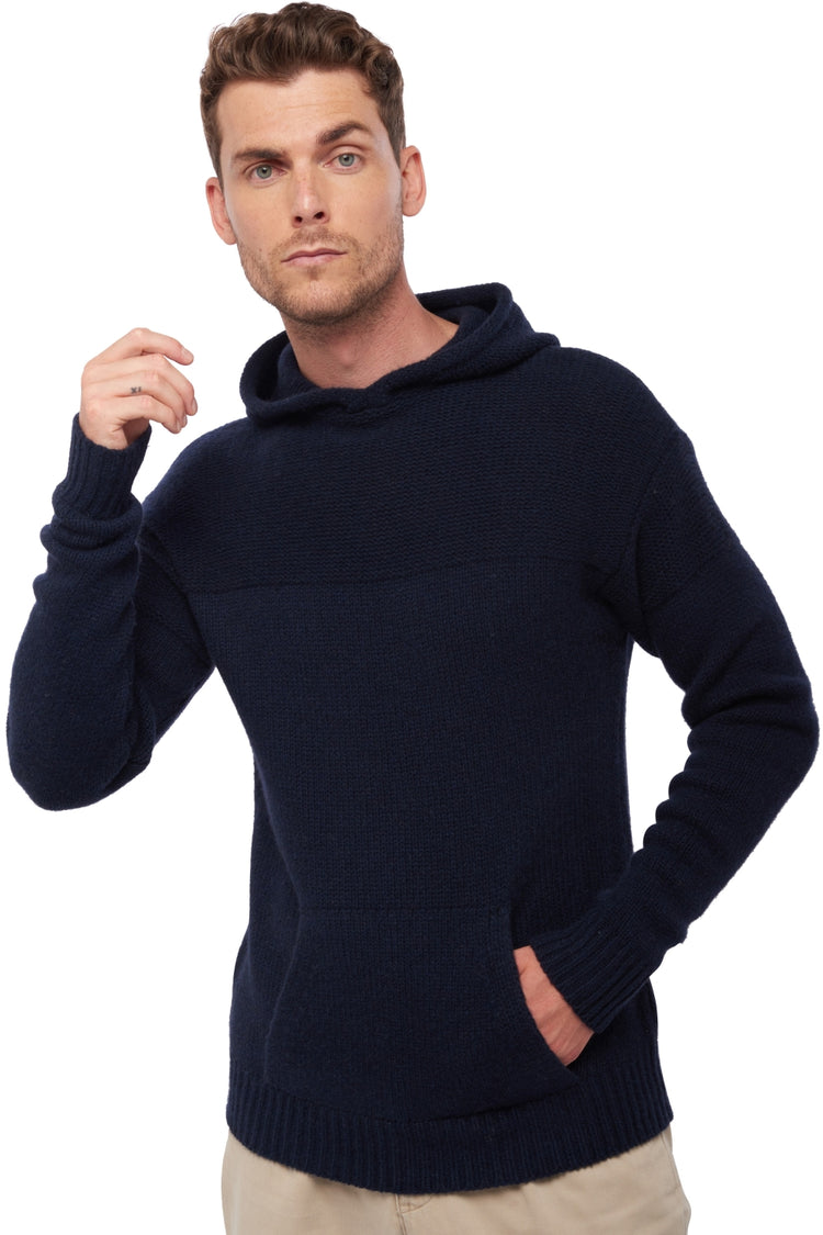 Yak jumper, 100% Yak, men, hood, straight cut, long sleeves, chunky / 6 ply and above, jersey knit, Mahogany