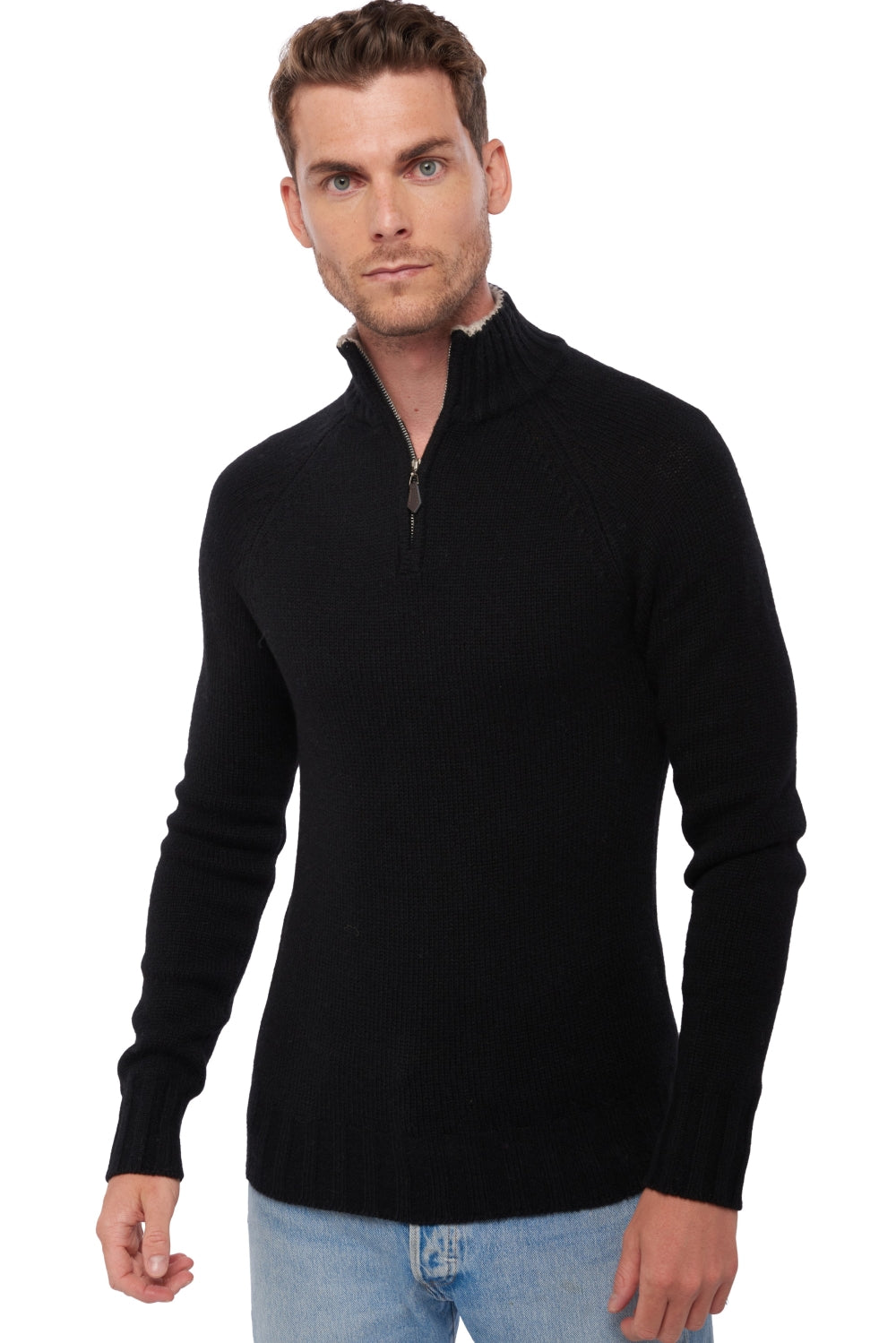 Howard in cashmere and yak for men - black / jute - Mahogany
