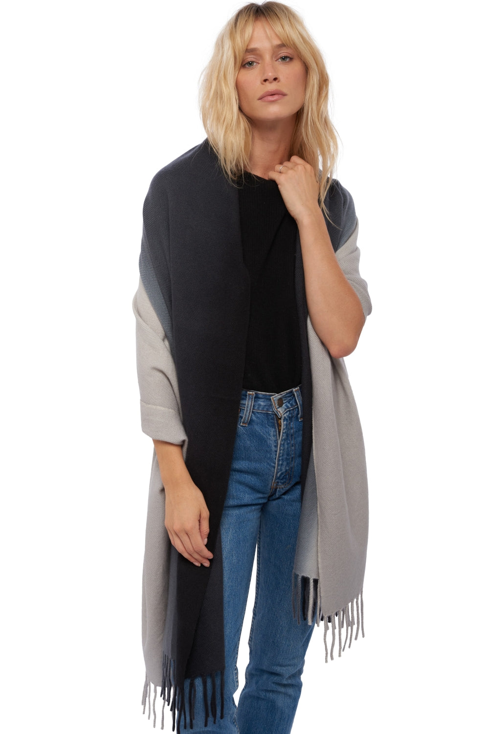Vaasa in cashmere unisex - black / marl flannel - Mahogany