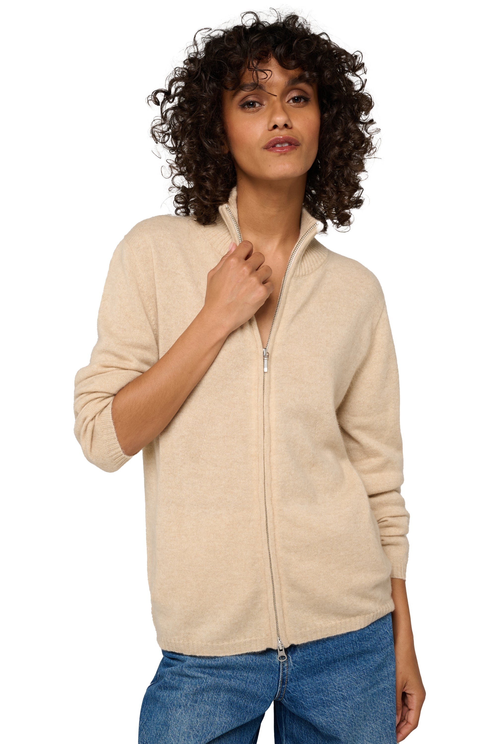 Virginia women's cashmere jumper - natural beige - Mahogany