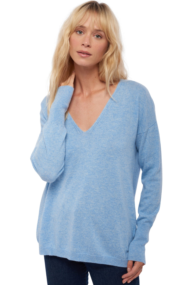 Cashmere jumper, 100% Cashmere, women, V-neck, straight cut, long sleeves, regular / 2 and 4 ply, standard knit, Mahogany