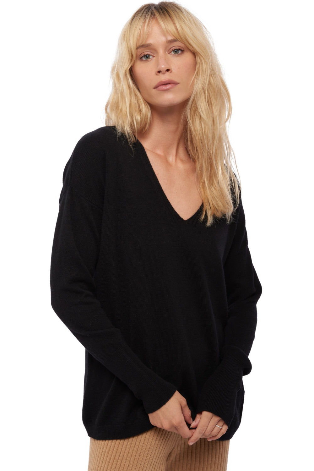 Varsovie women's cashmere jumper - black - Mahogany