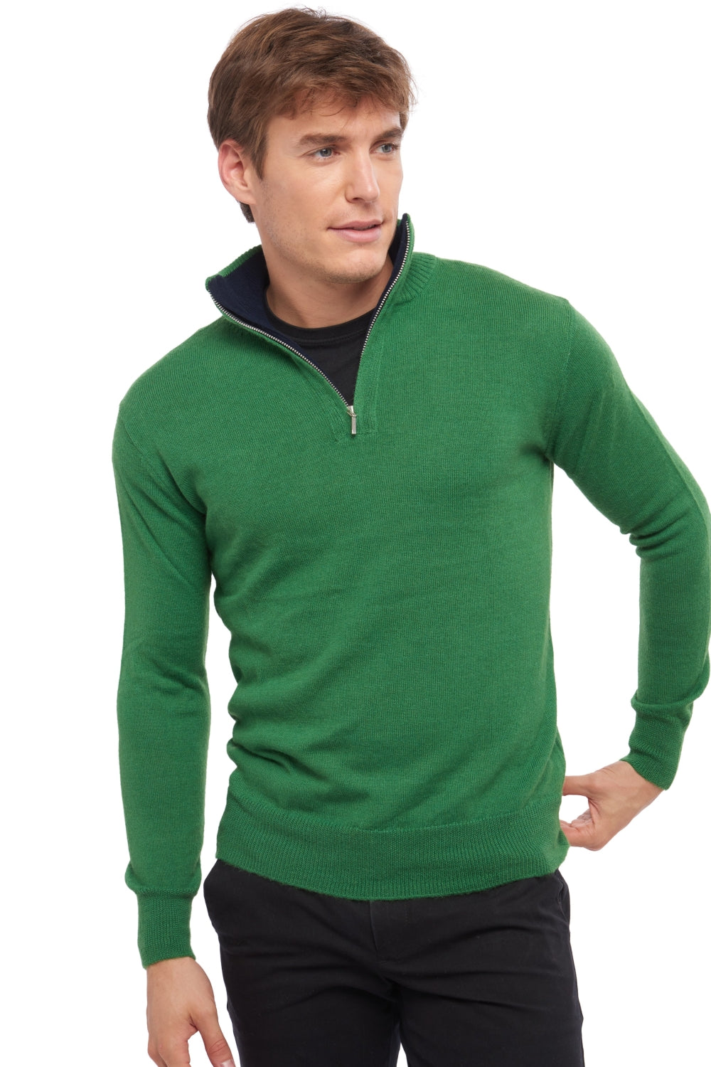 Vihari in baby alpaca & cashmere for men - green leaf / dark marine - Mahogany