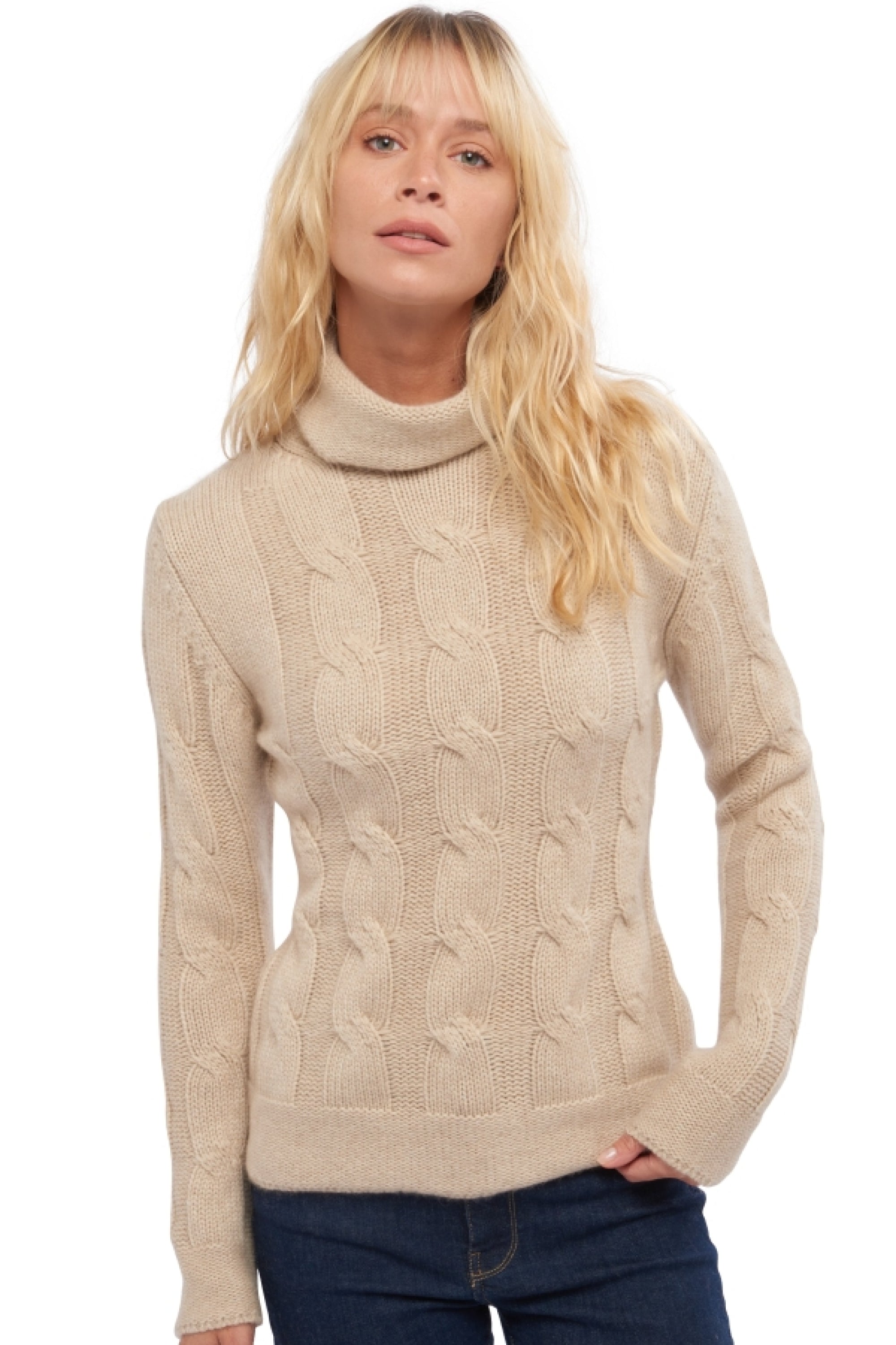 Blanche in women's cashmere - natural winter dawn - Mahogany