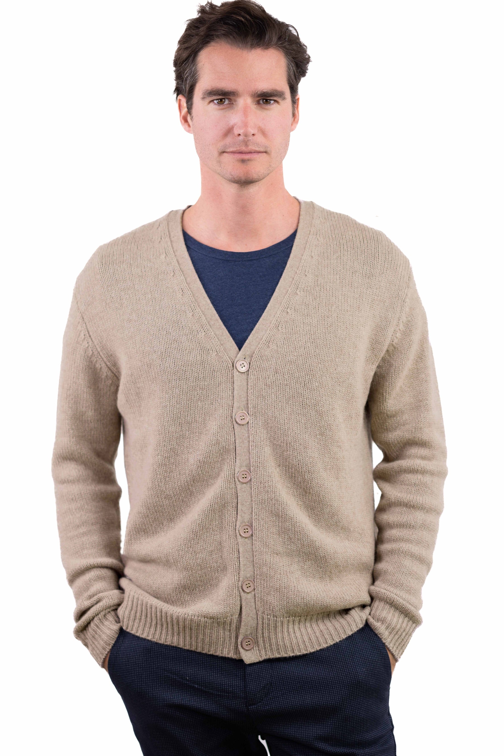 Aden cashmere jumper for men - natural beige - Mahogany
