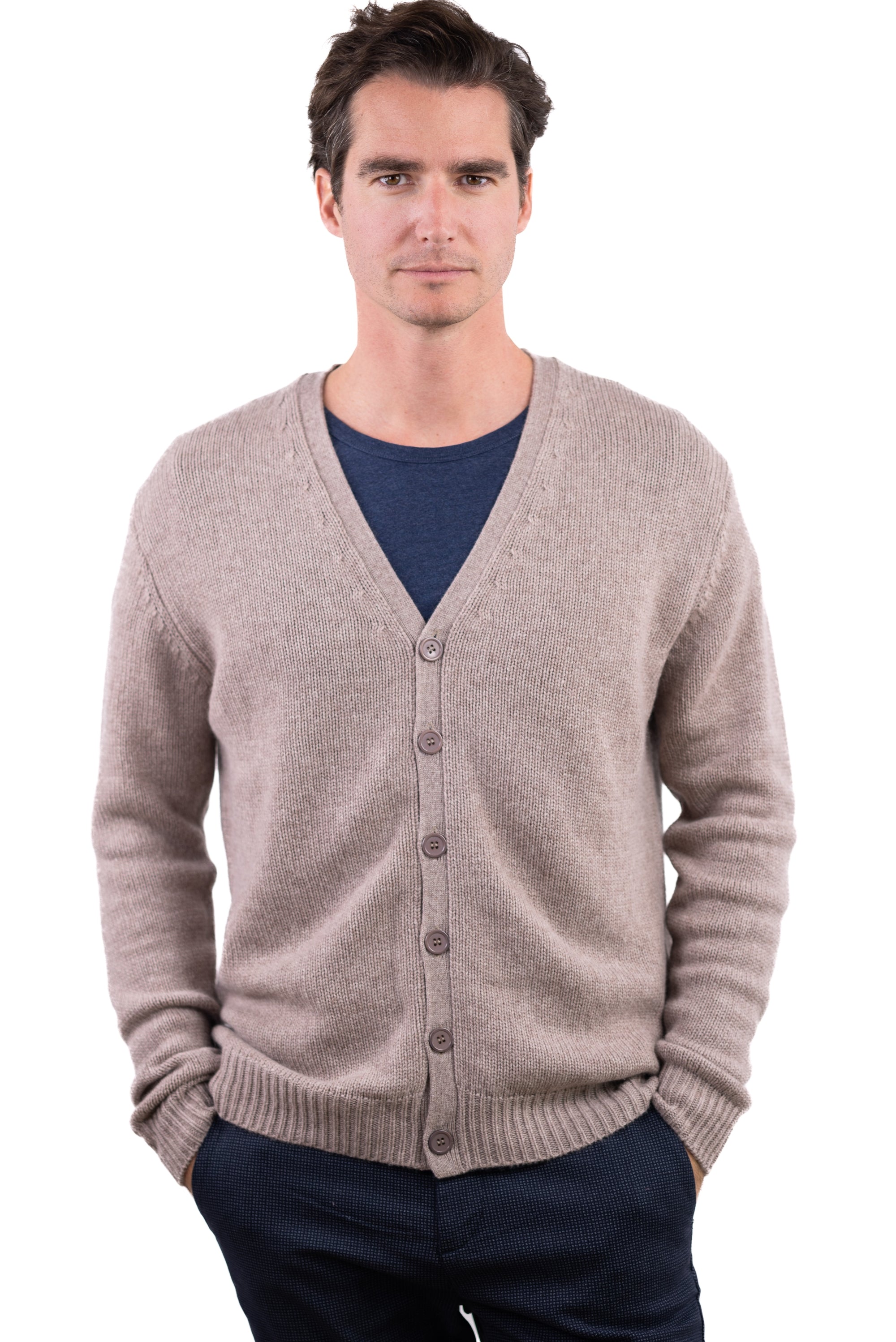 Aden cashmere jumper for men - toast - Mahogany