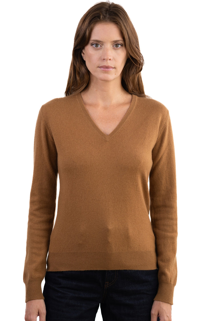 Faustine women's cashmere jumper - butterscotch - Mahogany