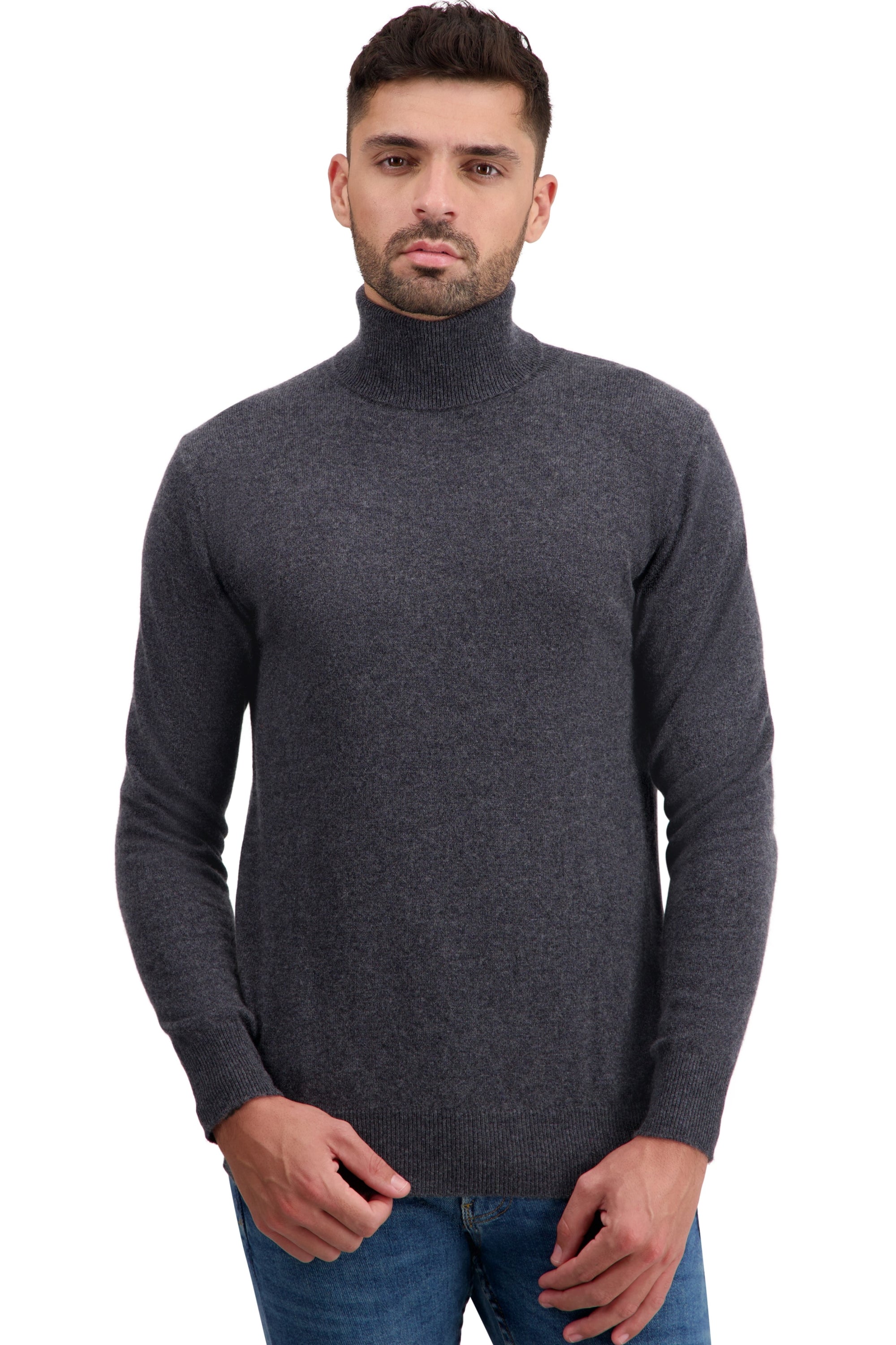Tarry men's cashmere jumper - grey melange - Mahogany