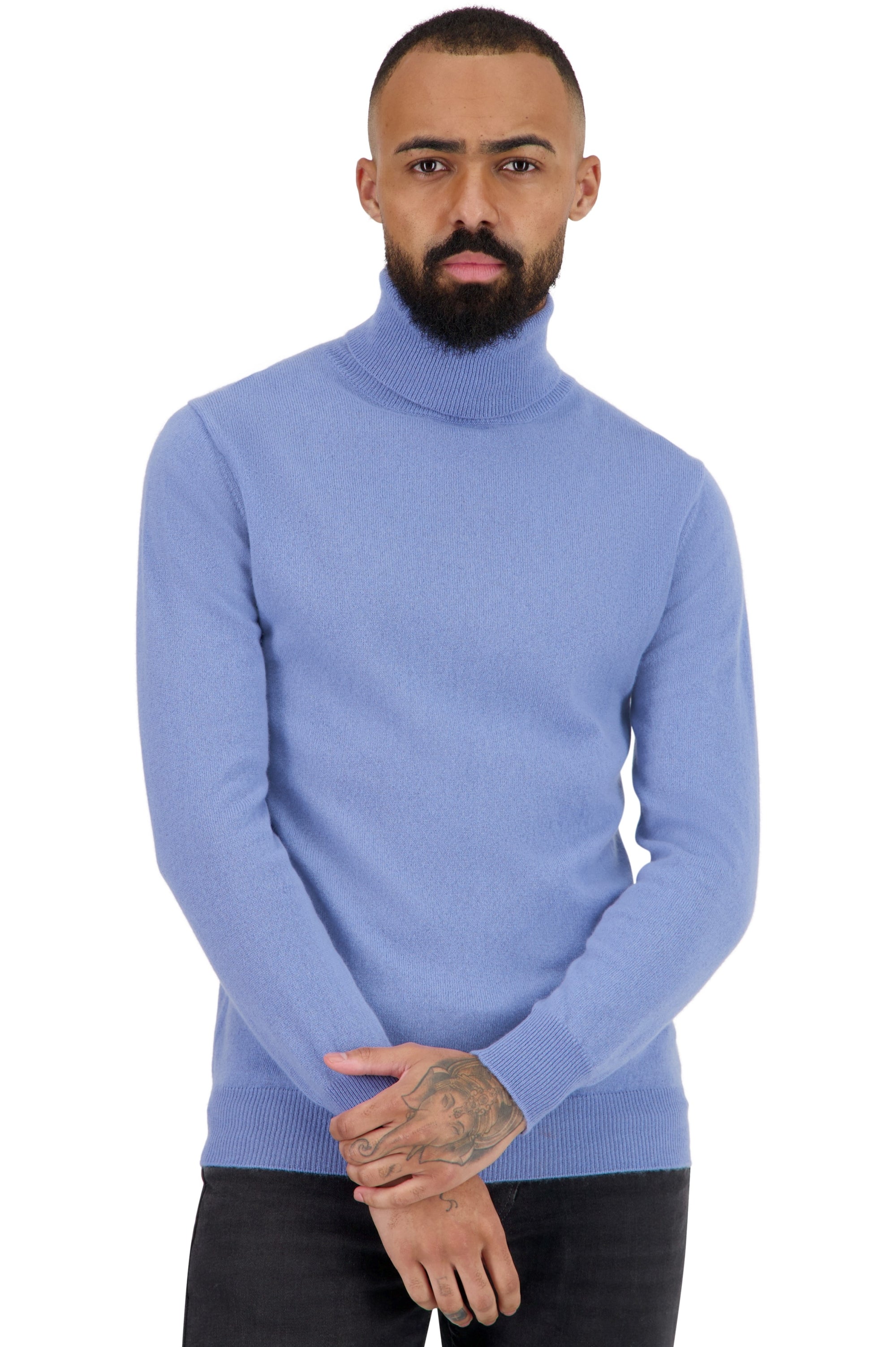 Tarry men's cashmere jumper - light blue - Mahogany