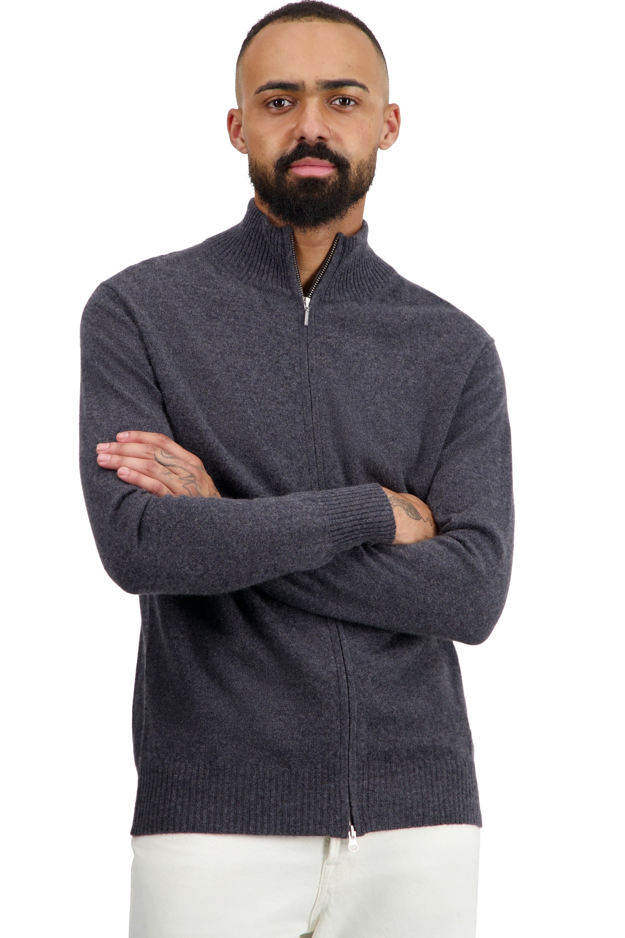 Thobias in men's cashmere - grey melange - Mahogany