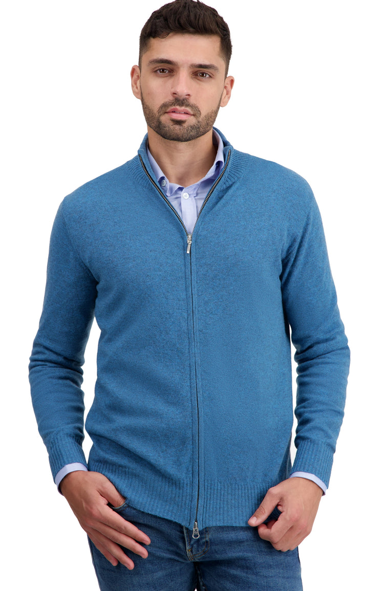 Thobias men's cashmere jumper - manor blue - Mahogany