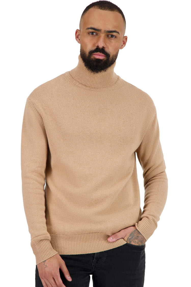 Torino cashmere men's jumper - crème brûlée - Mahogany
