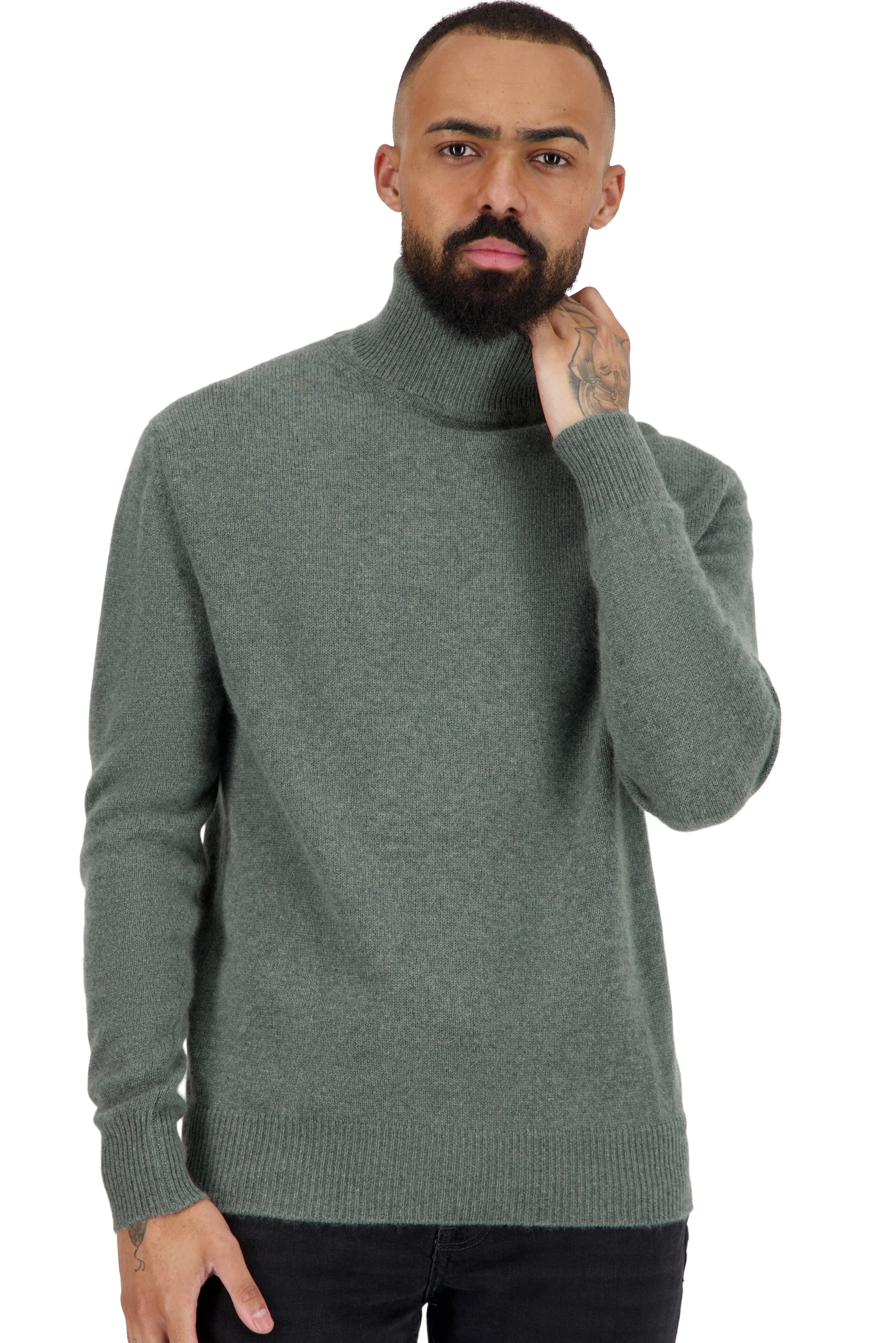 Torino cashmere men's jumper - military green - Mahogany