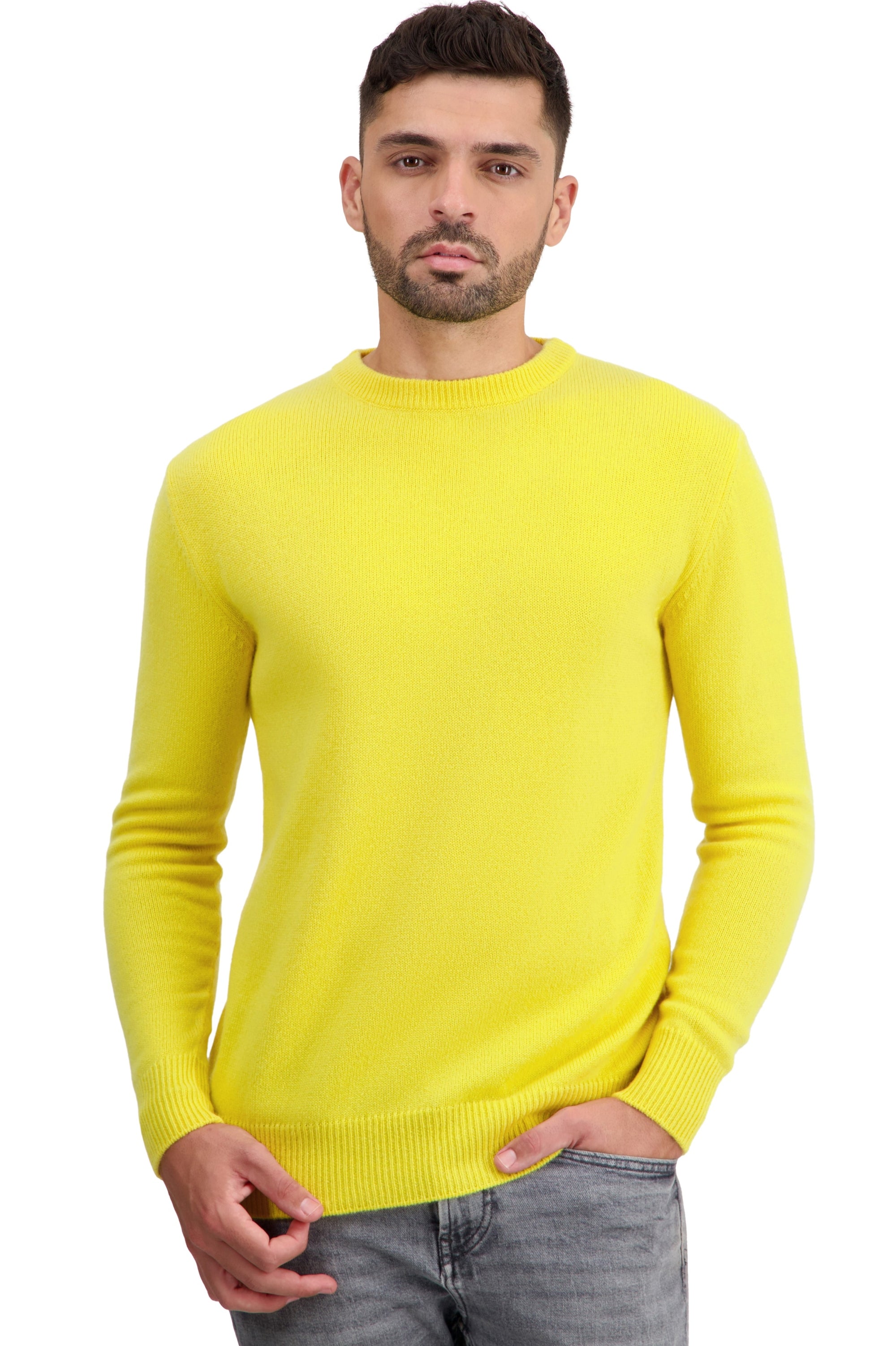 Touraine men's cashmere jumper - daffodil - Mahogany