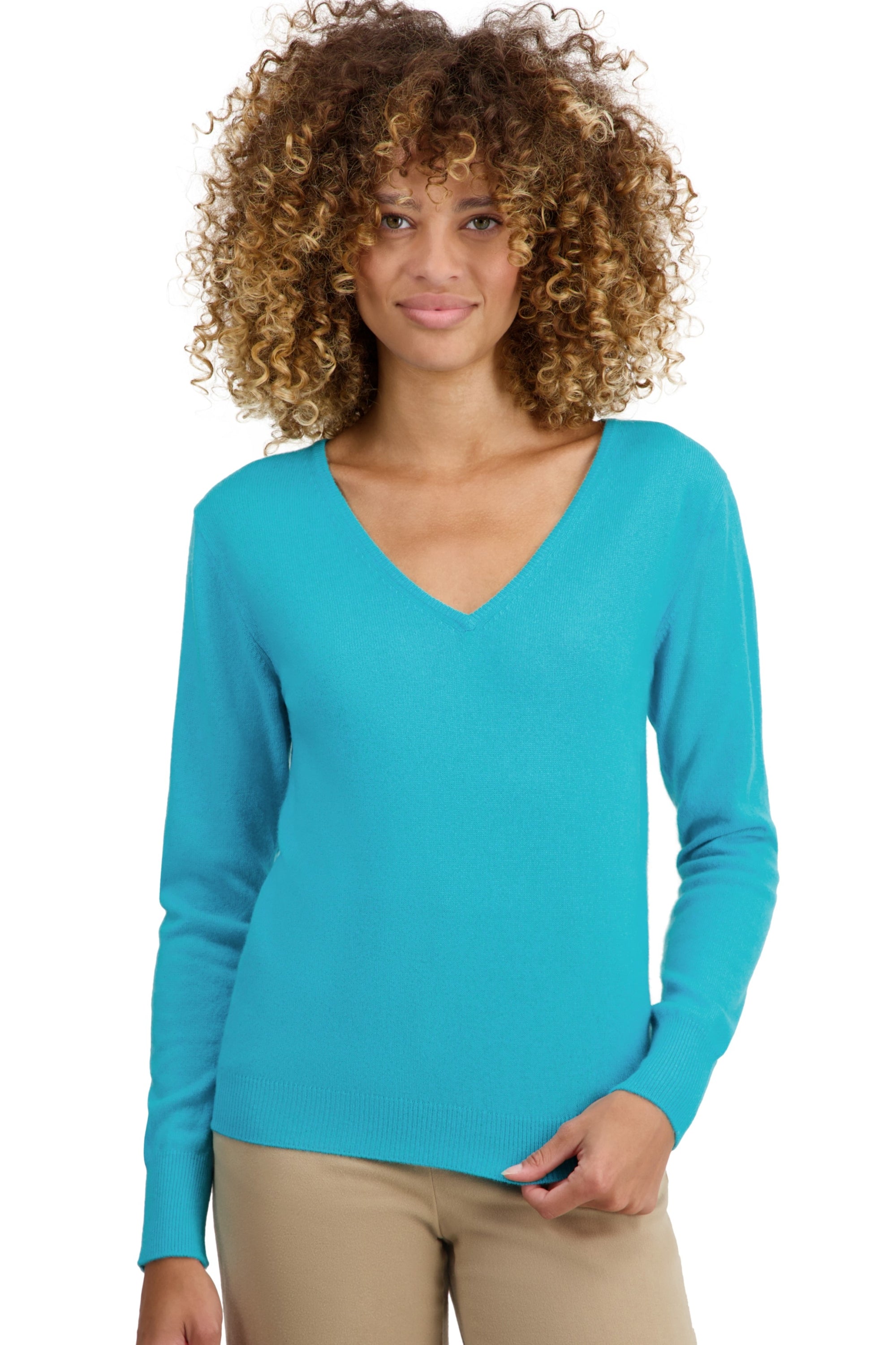 Trieste women's cashmere jumper - kingfisher - Mahogany