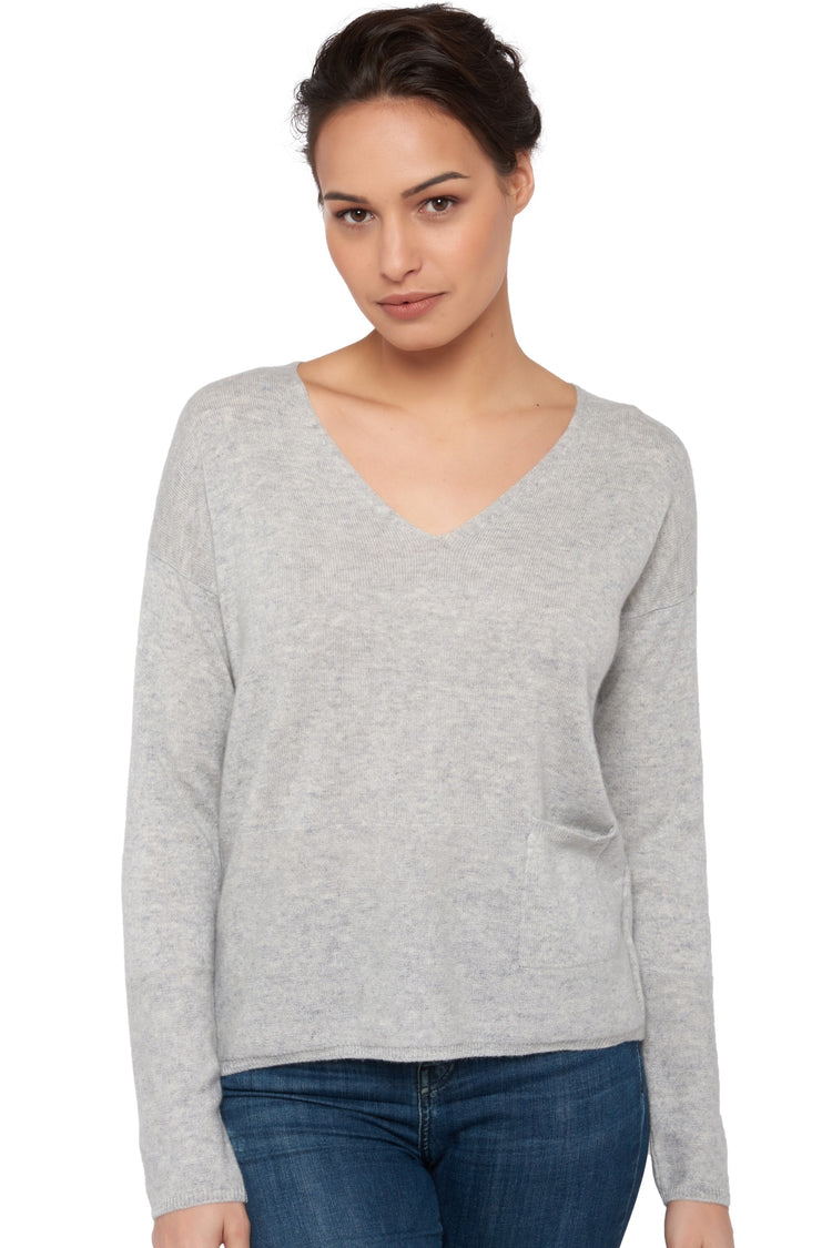 Uliana women's cashmere jumper - marl flannel - Mahogany