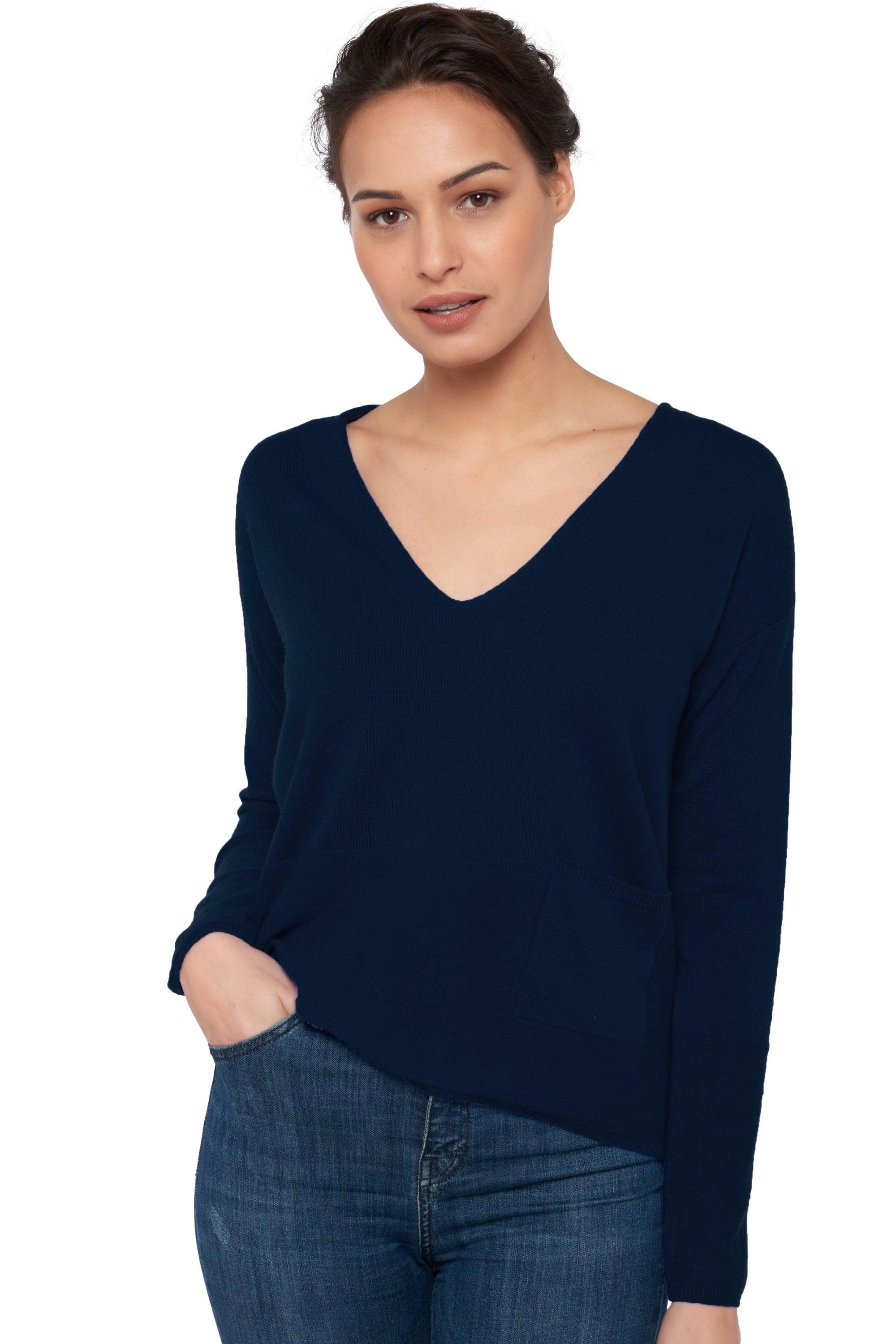 Uliana women's cashmere jumper - dark navy - Mahogany