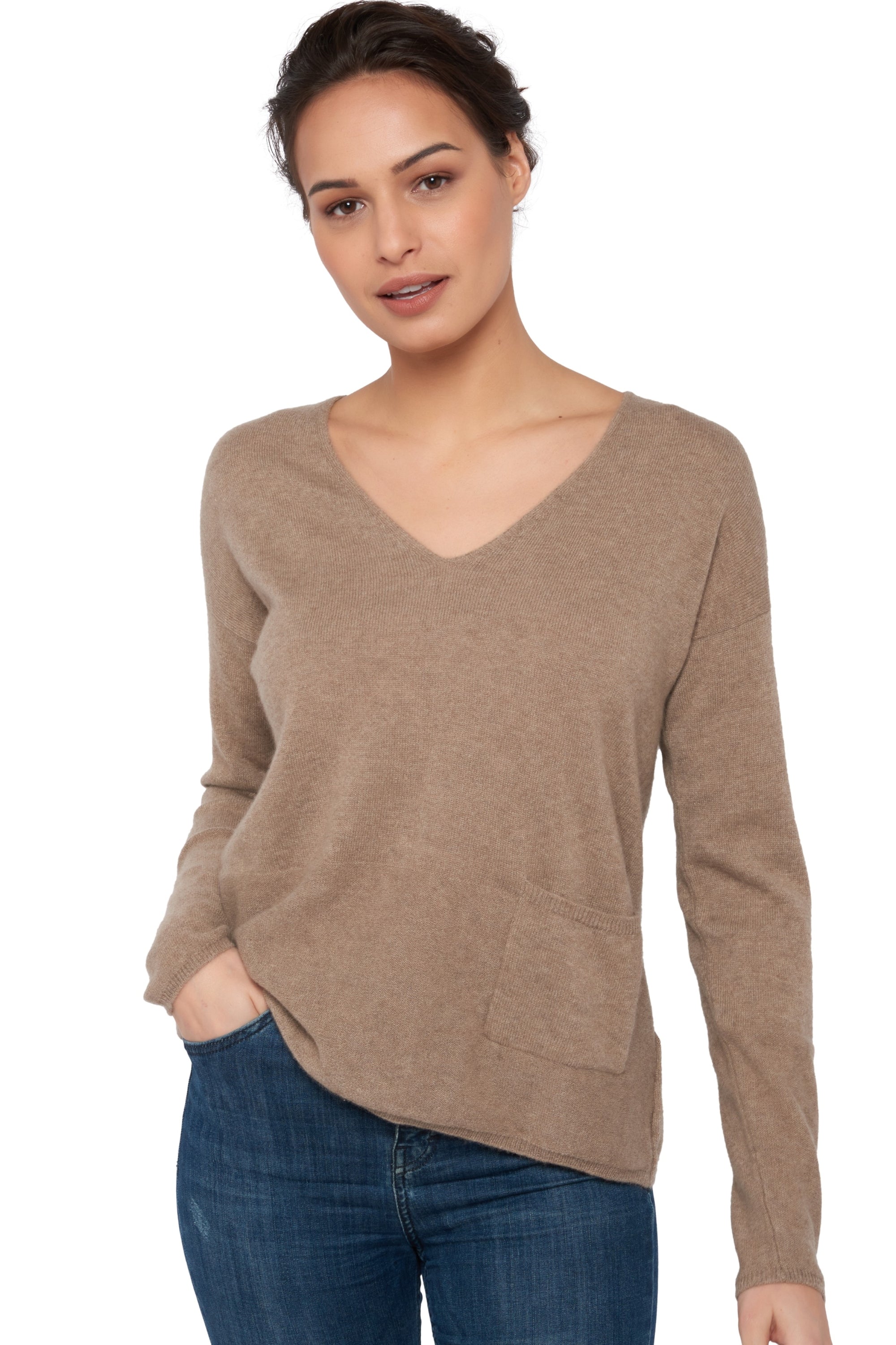 Uliana women's cashmere jumper - natural brown - Mahogany