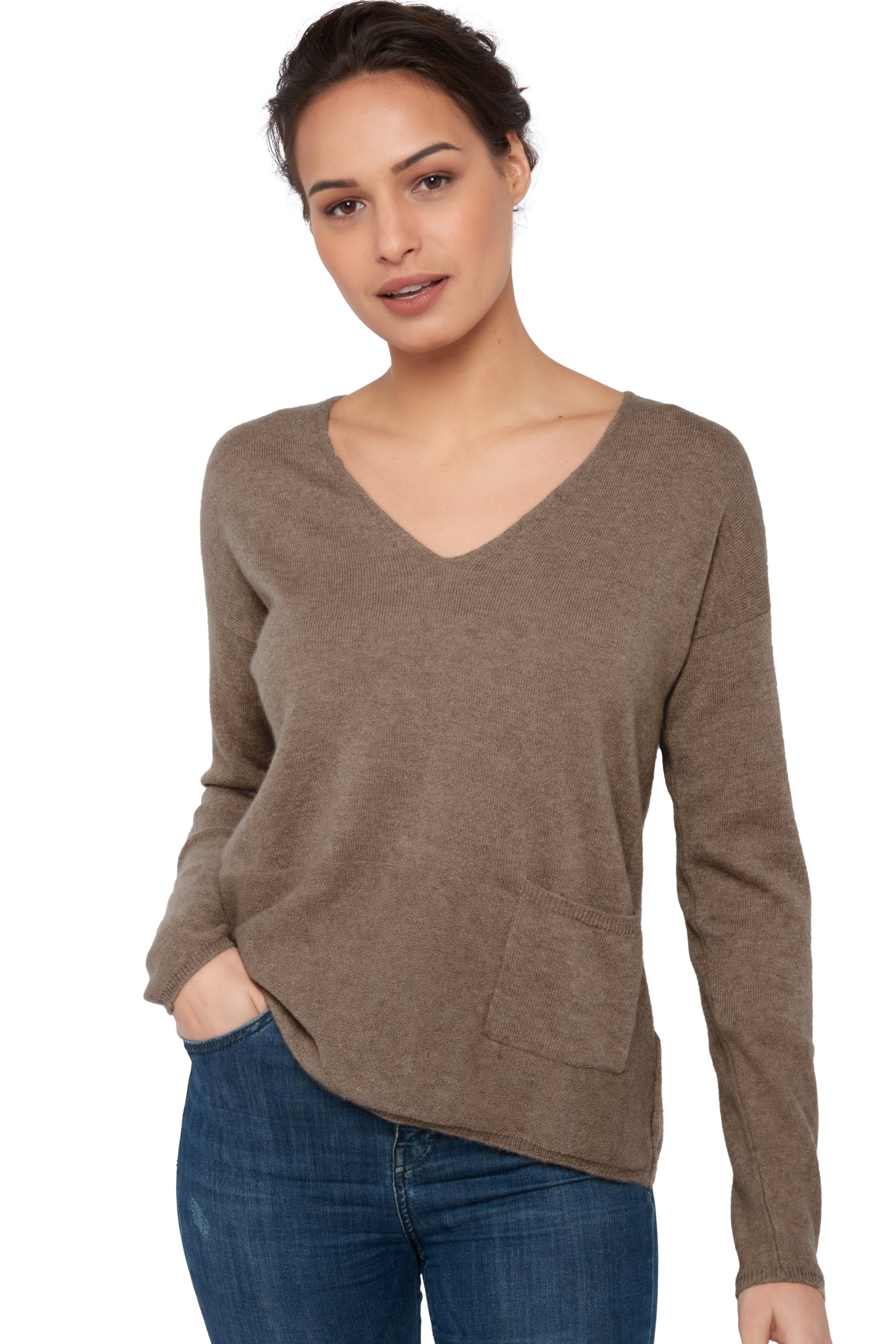 Uliana women's cashmere jumper - otter - Mahogany
